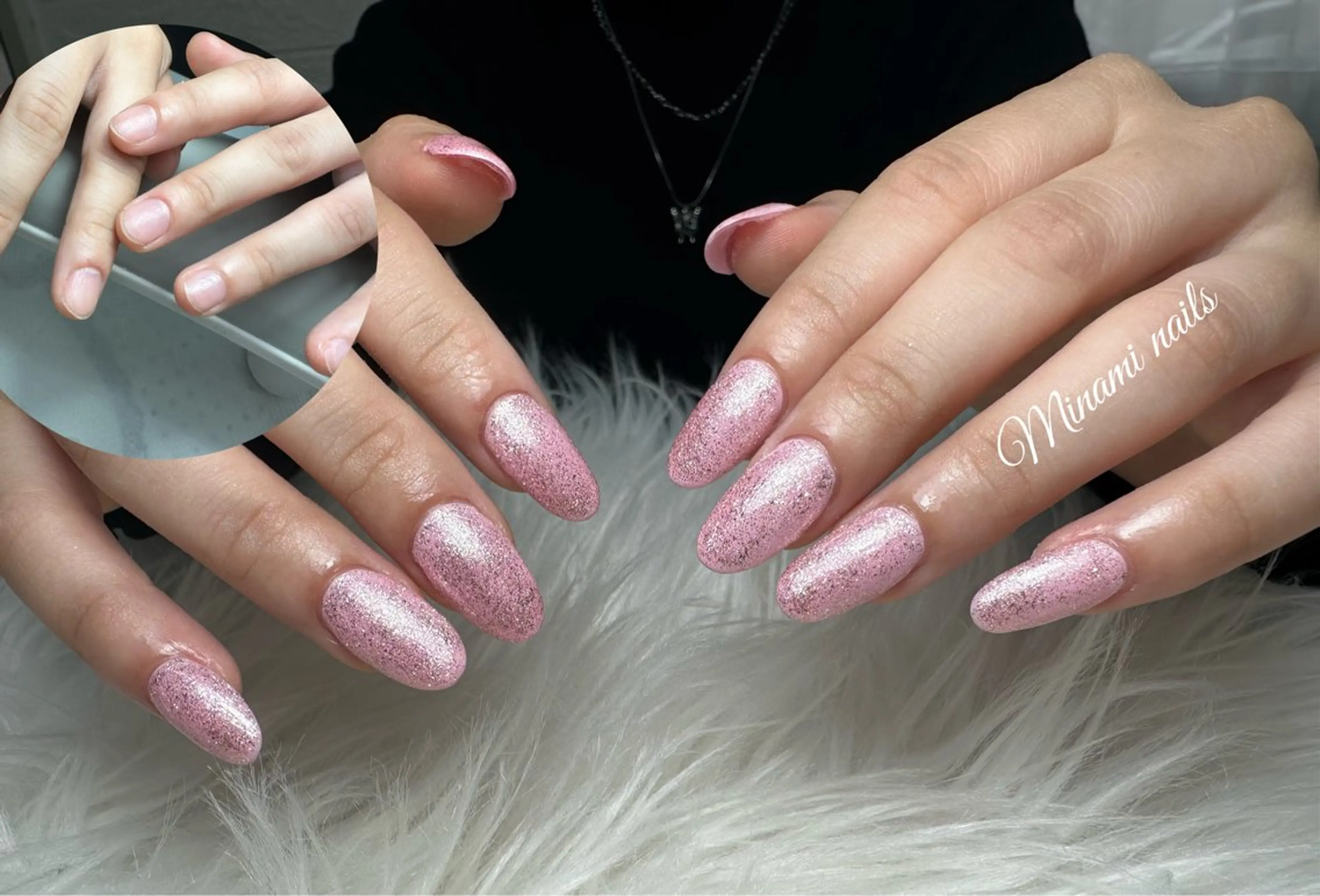 ネイル ジェルネイル グラデーション ラメ(グリッター) ピンク シルバー Minami Nailsのネイルデザイン