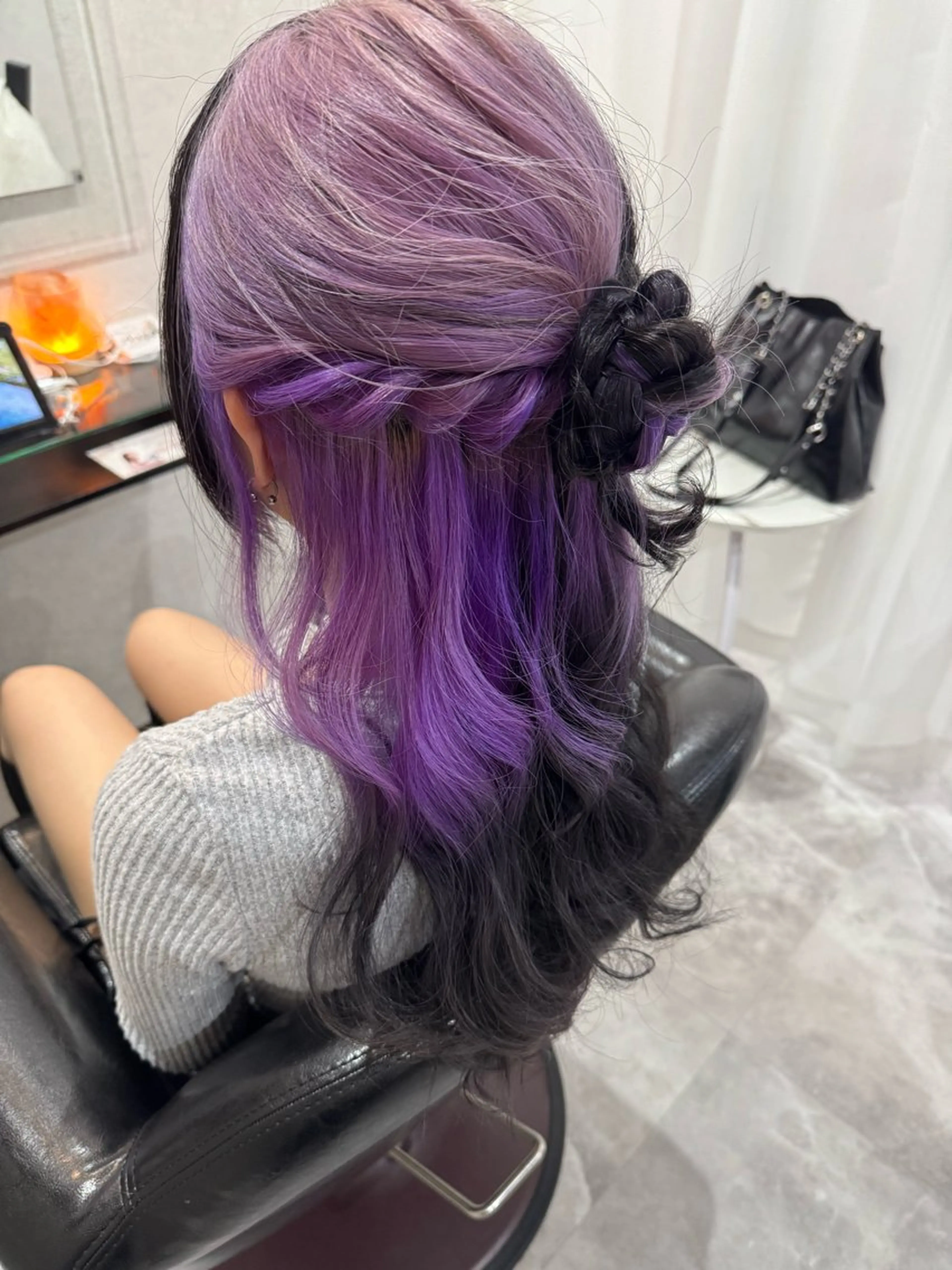 ロング カラー ヘアアレンジ ブリーチ ツートーンカラー ヘアカラー ヘアセット 田中 アキオのヘアスタイル