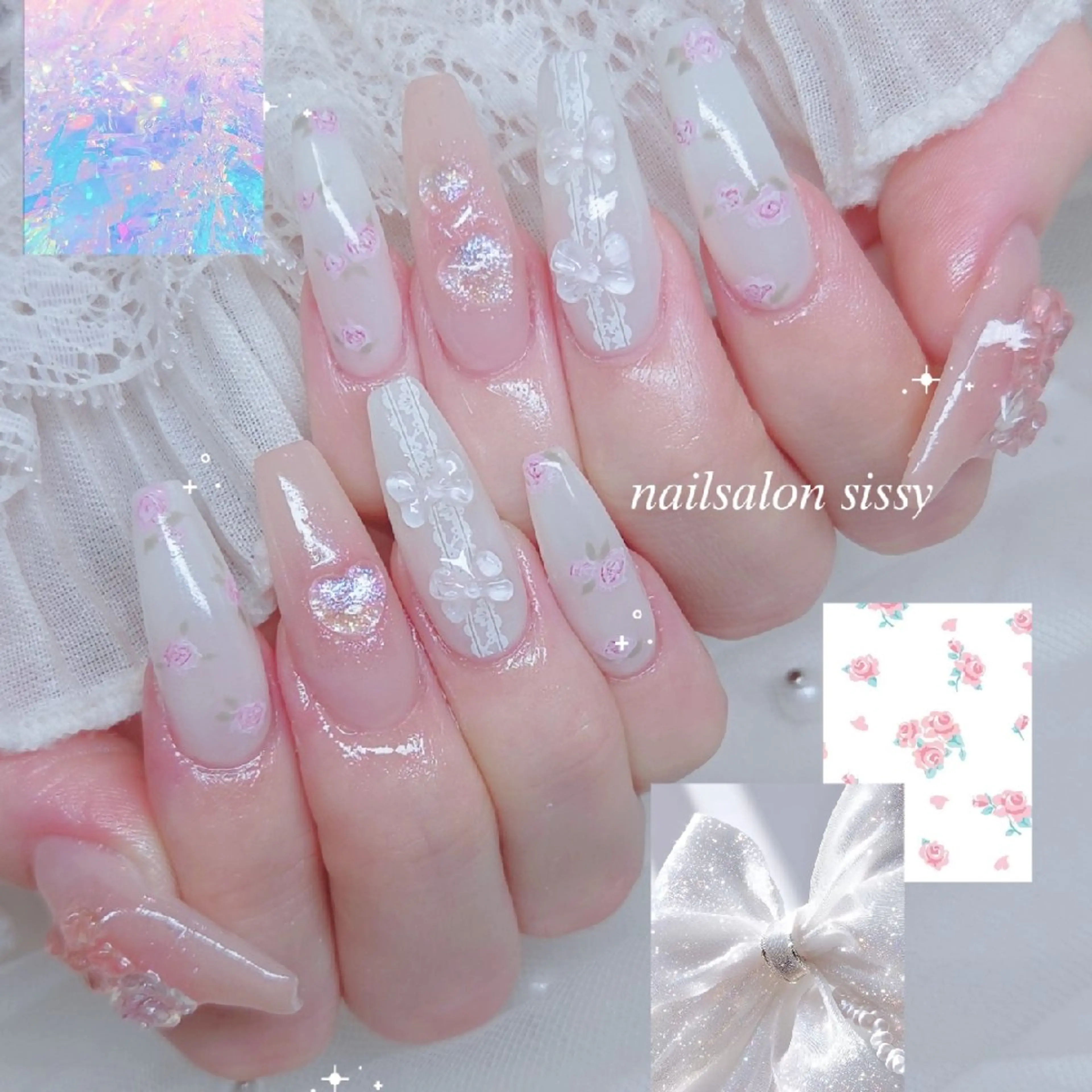 ネイル レース 春ネイル ハンドネイル sissy hatsuneのネイルデザイン