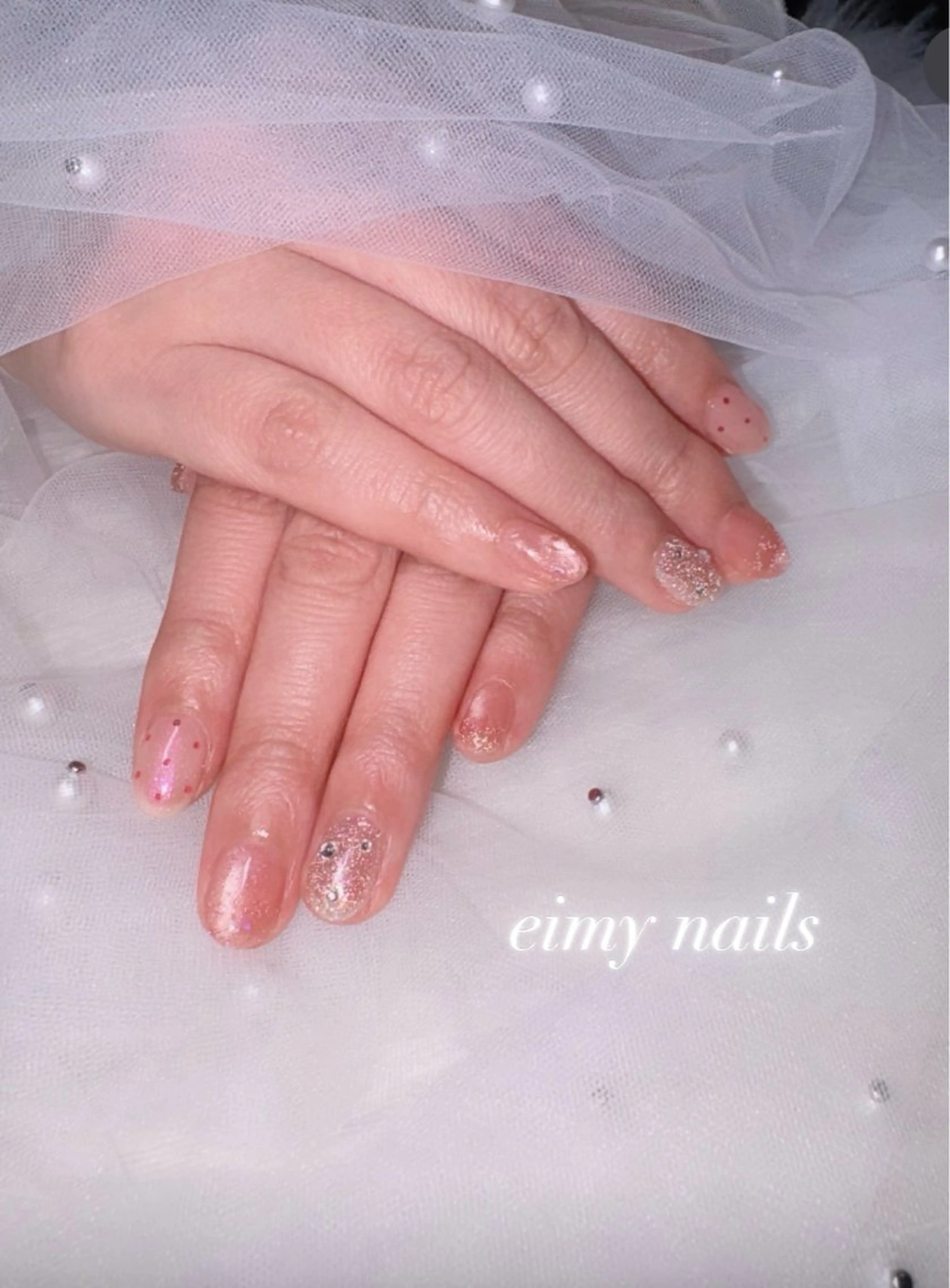 ネイル オーロラネイル ドット フラッシュネイル ラメ(グリッター) マグネットネイル ハンドネイル eimy nails♡のネイルデザイン