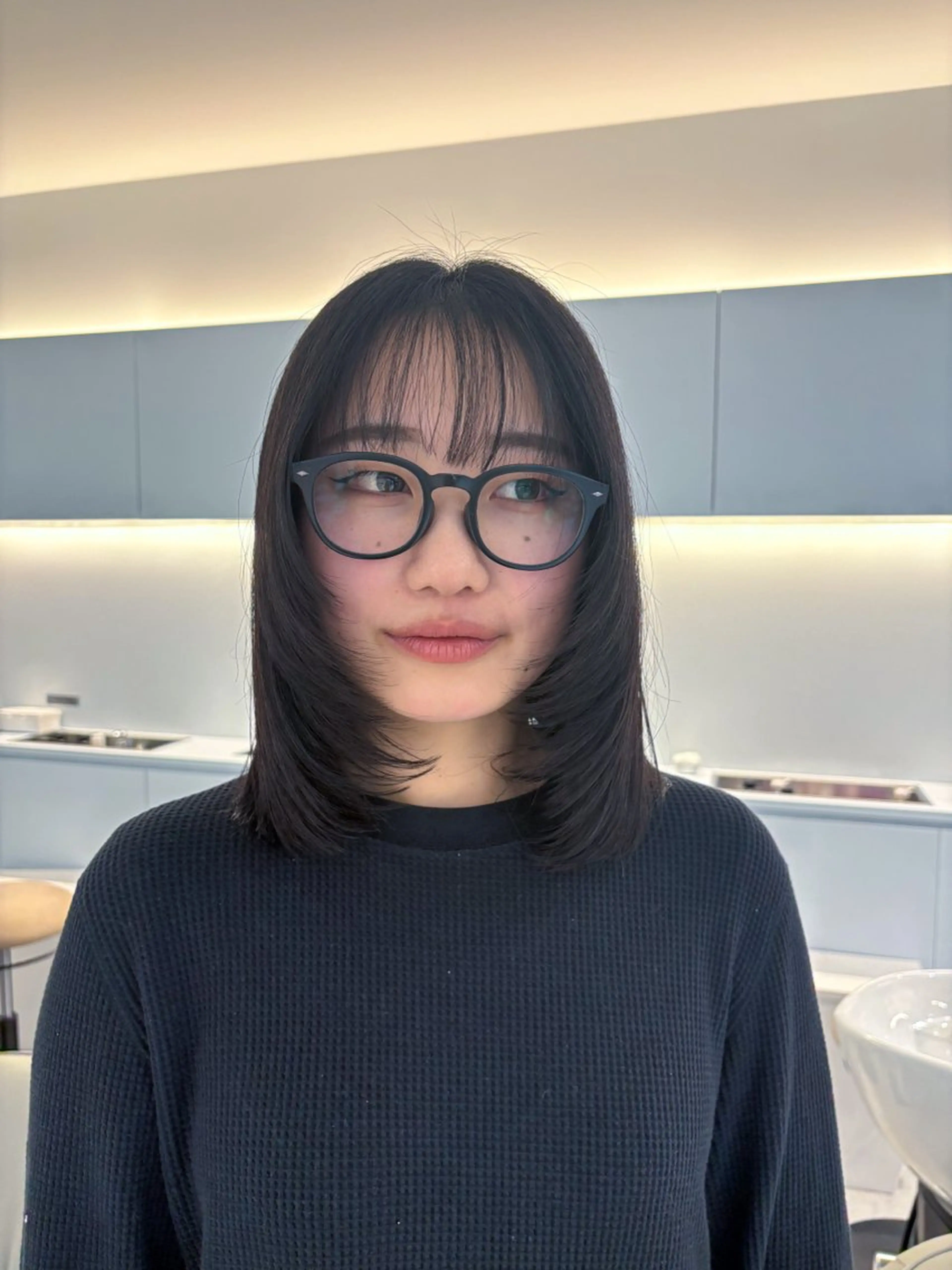 ミディアム 顔まわりレイヤー 顔周りカット レイヤーカット 村上 奈乃果のヘアスタイル