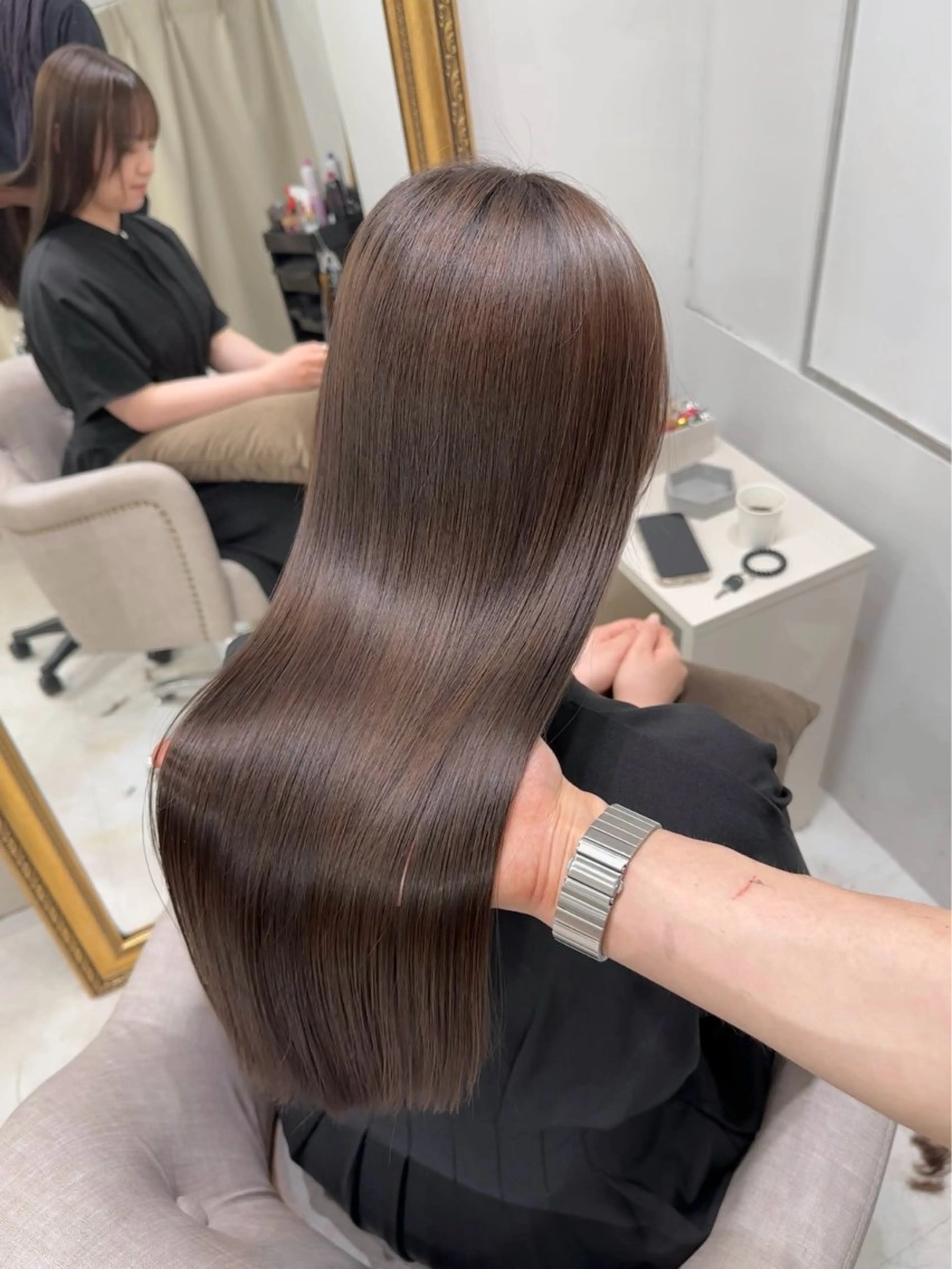 セミロング カット 縮毛矯正 トリートメント 梅田髪質改善 韓国カット/星野綾哉のヘアスタイル