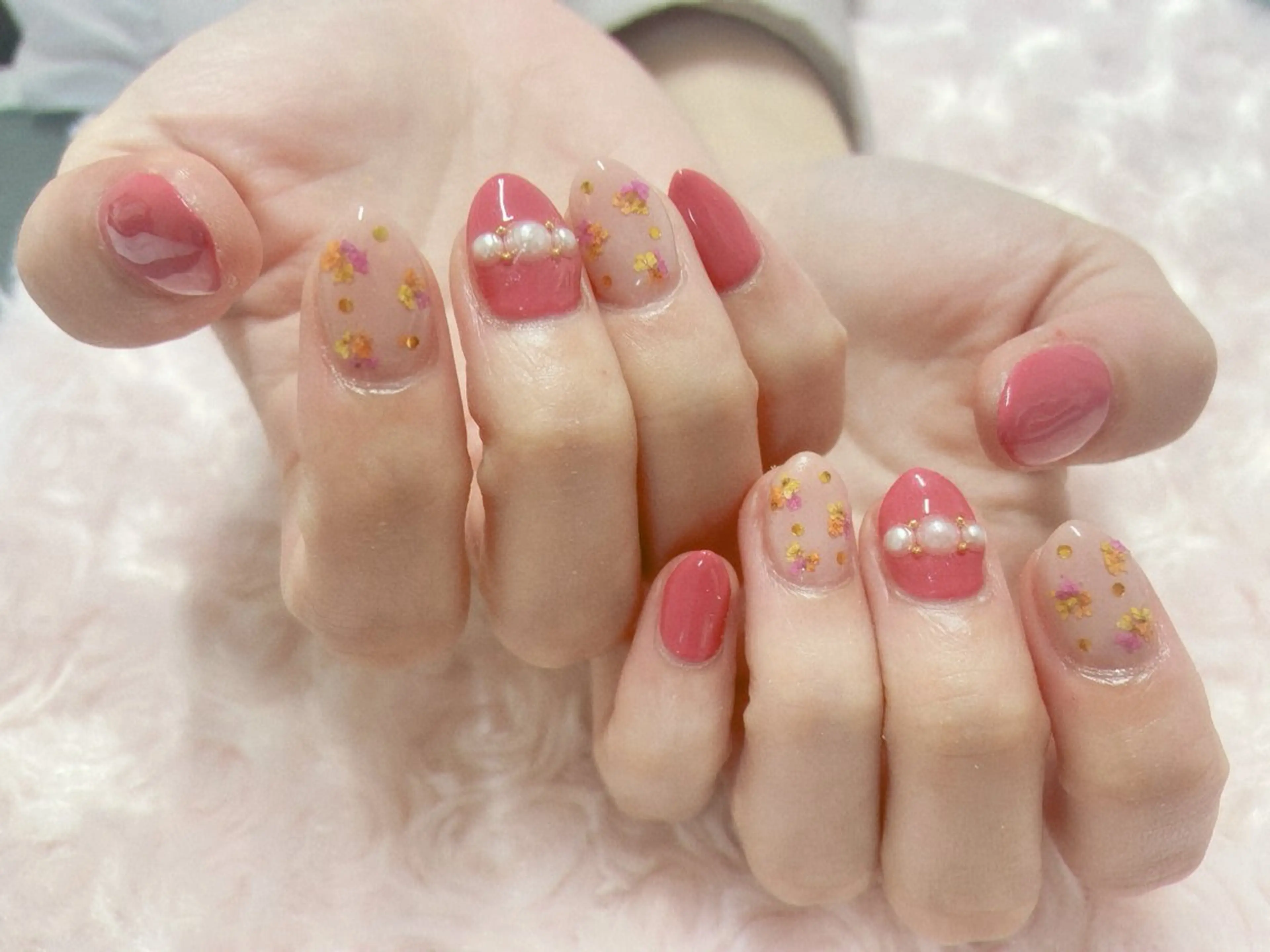 ネイル 長さ出し 春ネイル ハンドネイル 前田 りかのネイルデザイン