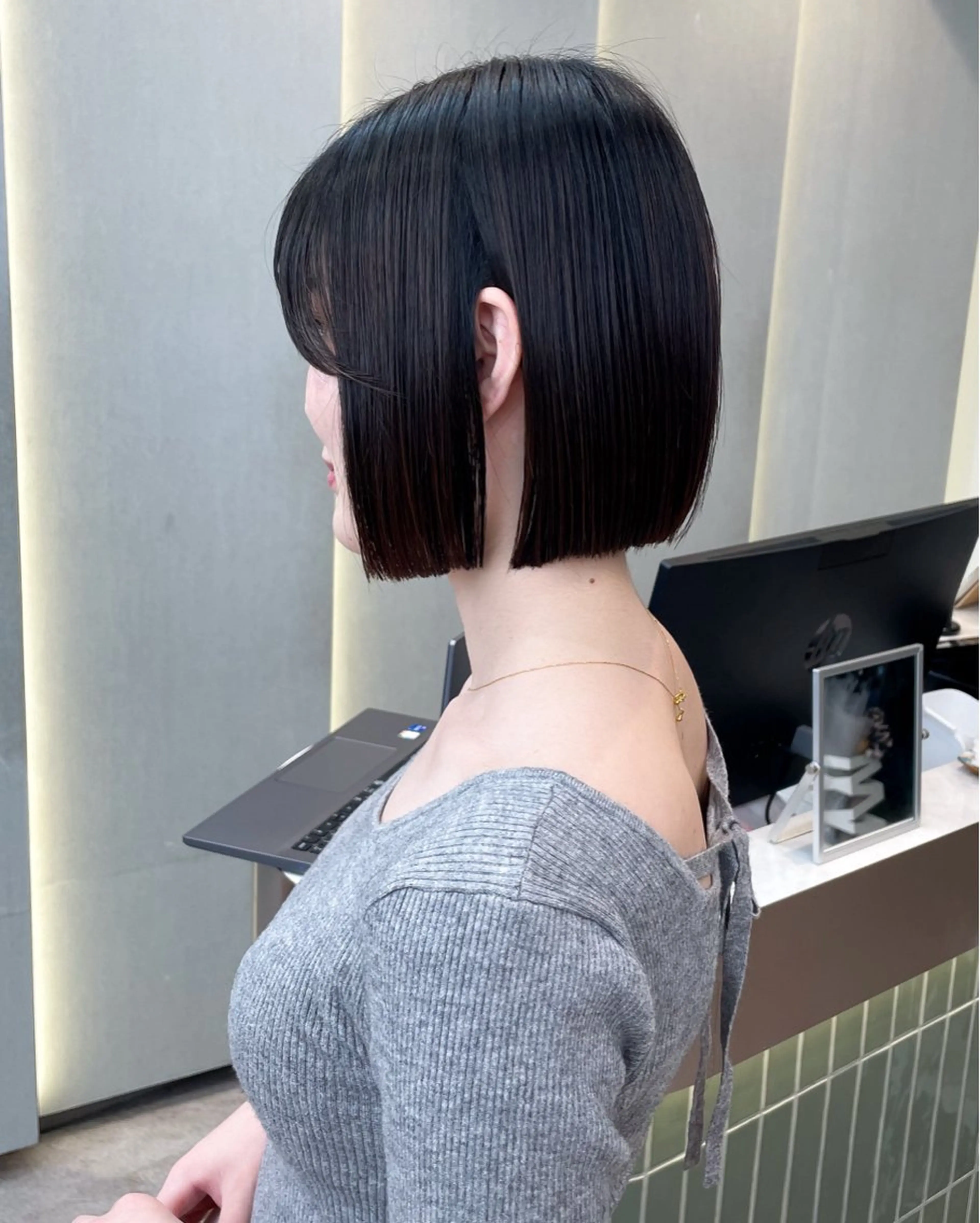 ショート 縮毛矯正/ストンボブ Wカラー💎ヒデジのヘアスタイル