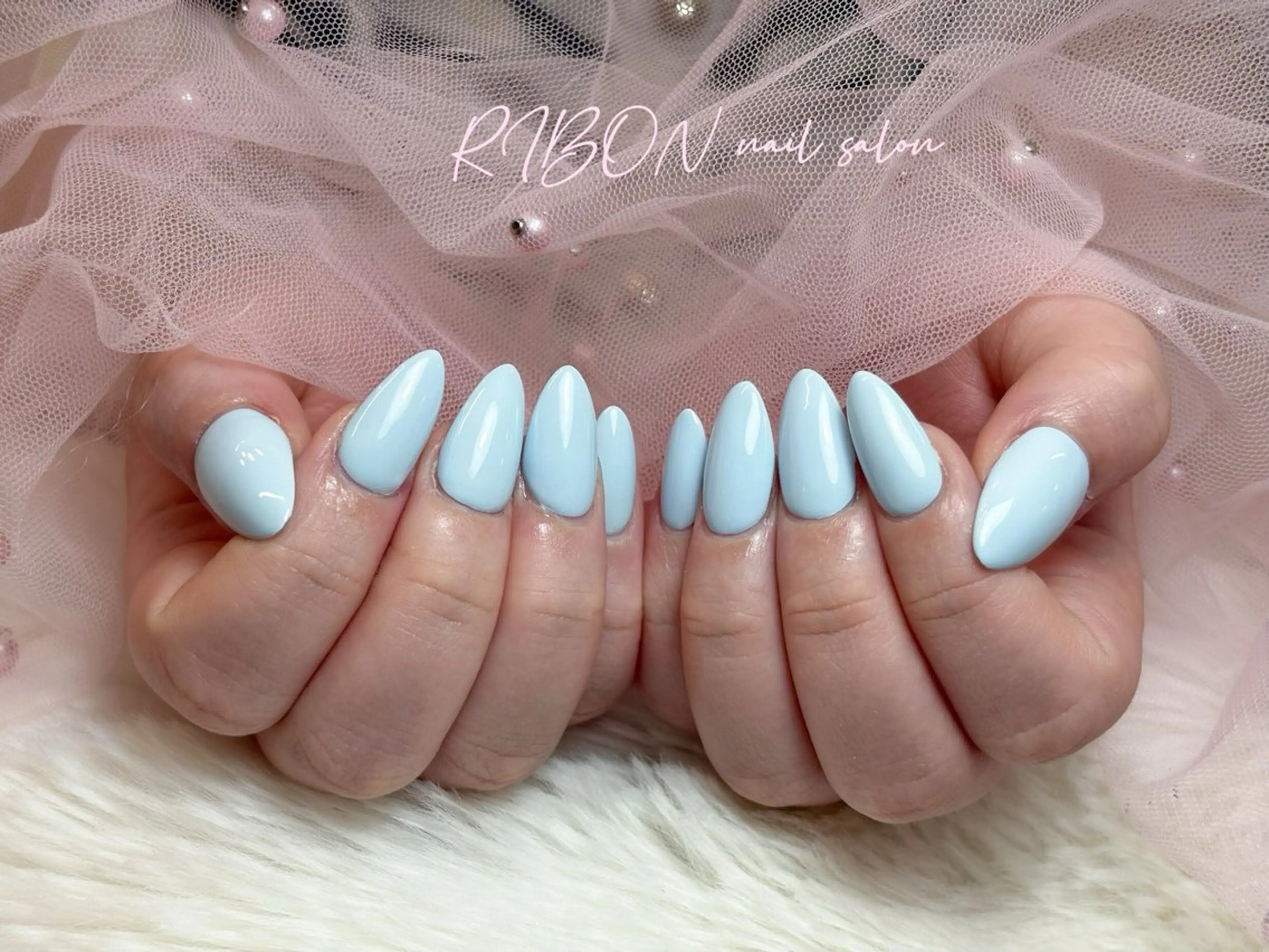 ネイル チークネイル 長さ出し フレンチネイル ジェルネイル グラデーション ハンドネイル RIBON nail 高田馬場のネイルデザイン