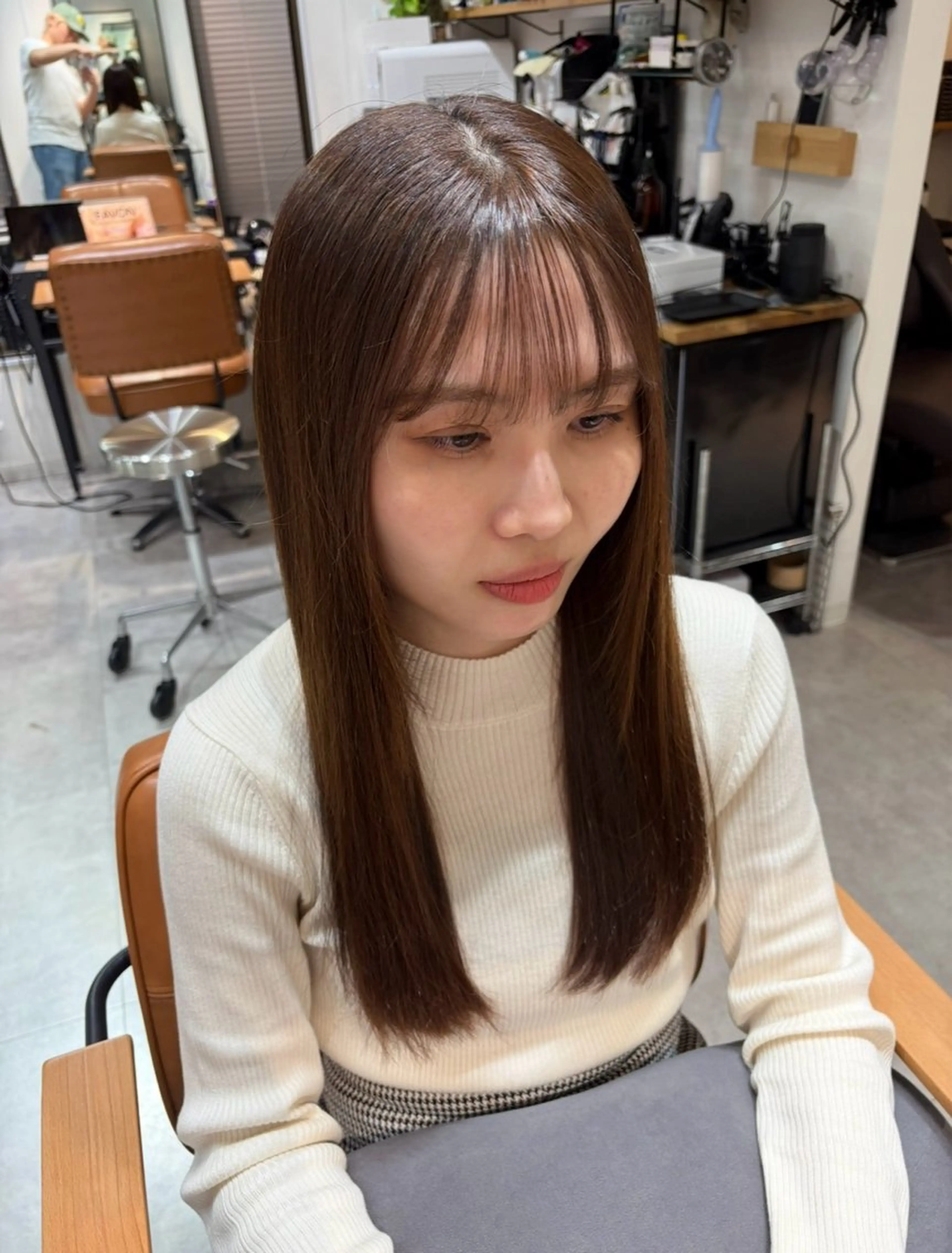 ロング カット 縮毛矯正 こうき/前髪割れ癖 改善/カット/カラーのヘアスタイル