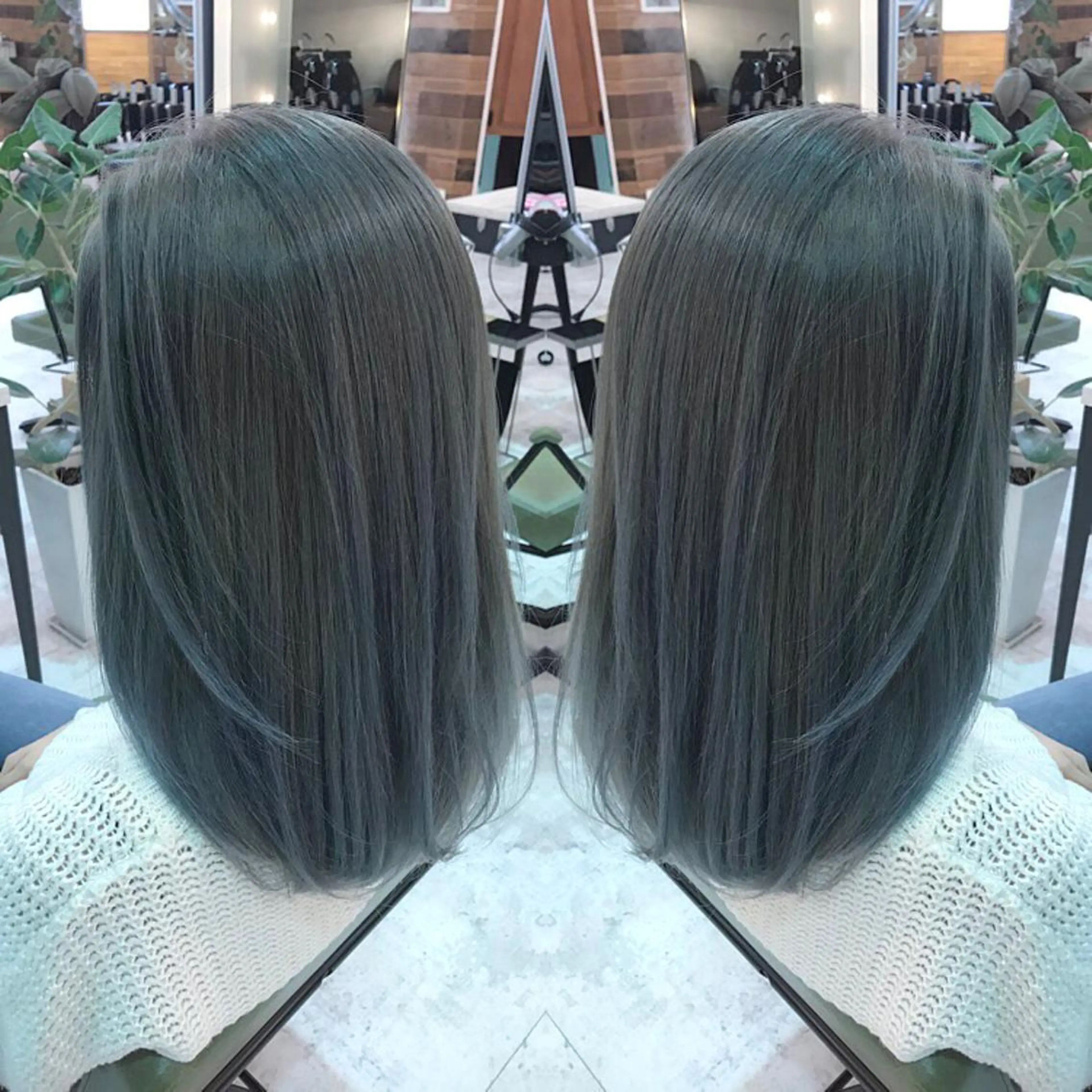 ミディアム セミロング カラー ブルーカラー ブルージュ 青木 茂樹⭐️ 透明感カラーのヘアスタイル