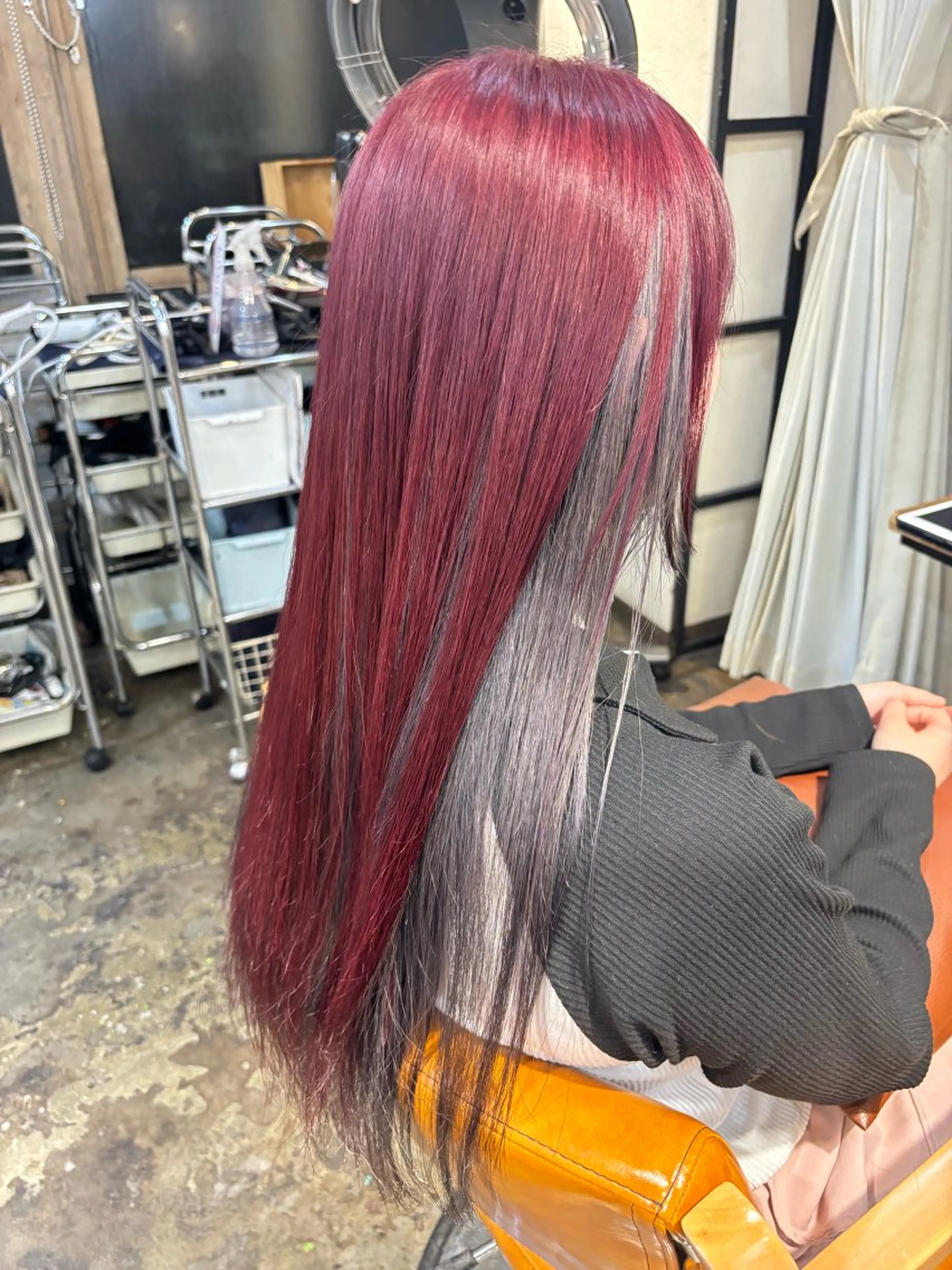 ロング カラー ブリーチ ピンクカラー カット ヘアカラー トリートメント 透明感/暖色カラー くるみのヘアスタイル