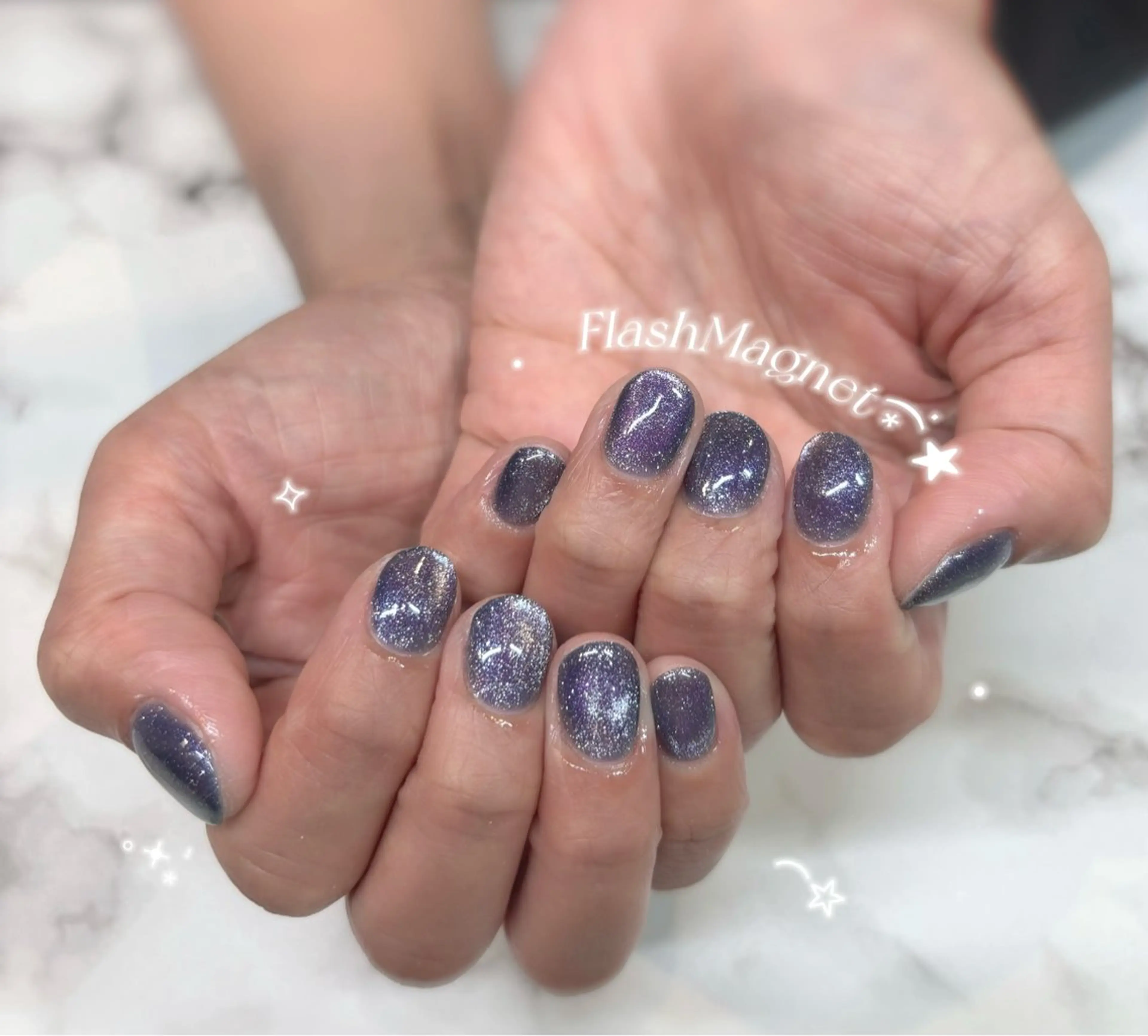 ネイル マグネットネイル マグネットワンカラー ワンカラーネイル ｱﾘｭｰﾙﾎﾞｰﾃ Yuiko⟡.꙳のネイルデザイン