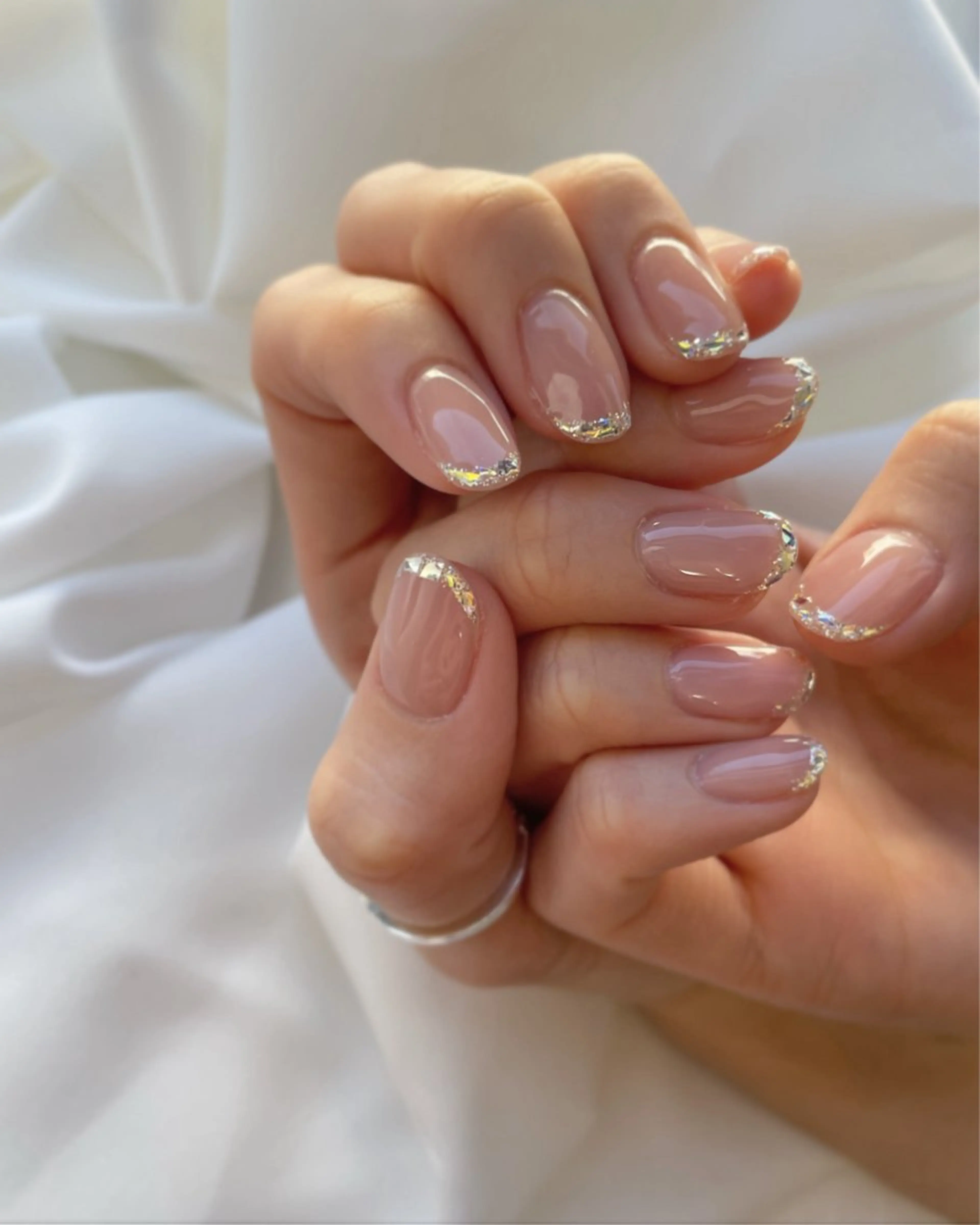 ネイル フレンチネイル ガラスフレンチ 氷ネイル・うるうるネイル A OIのネイルデザイン