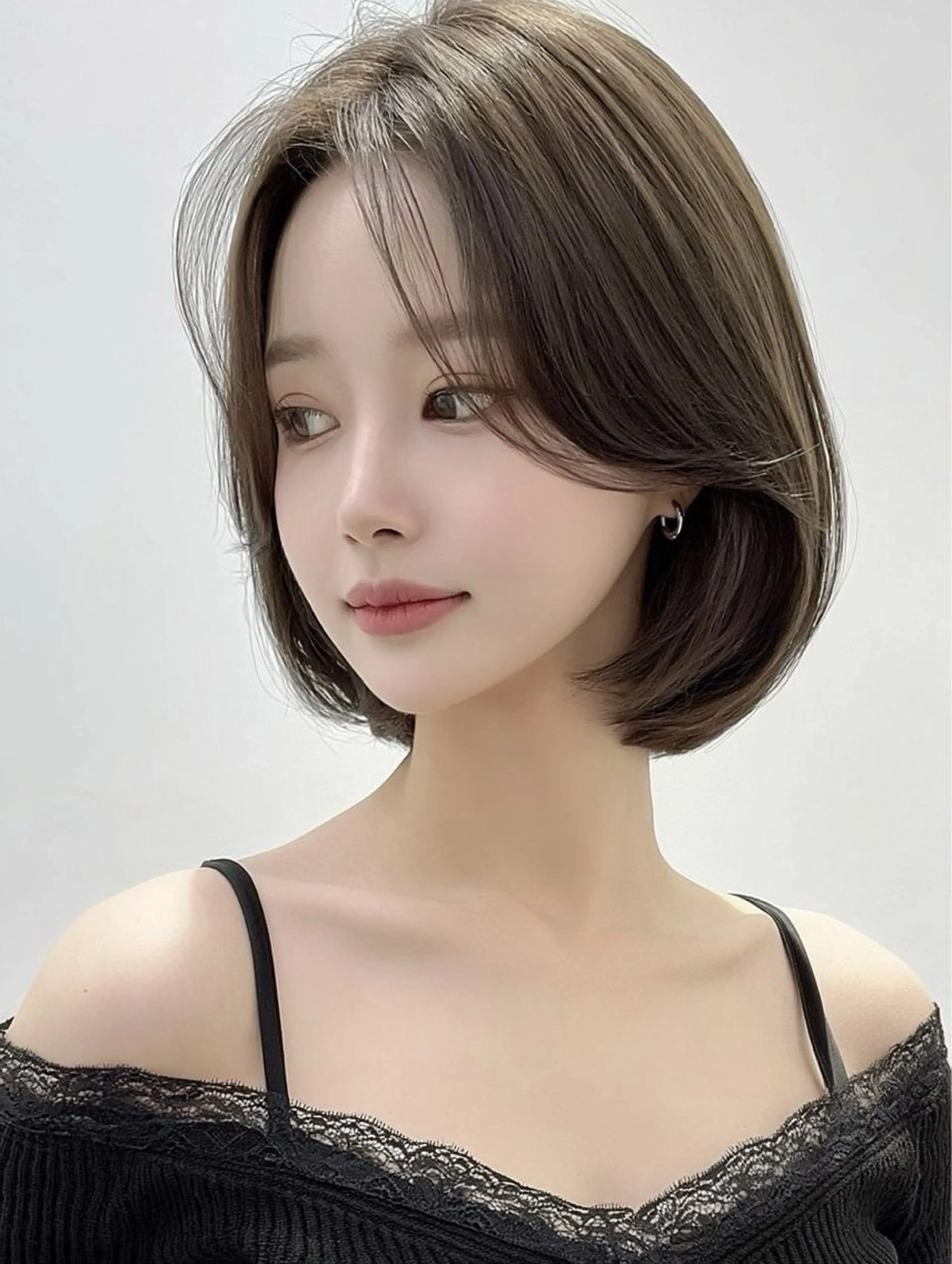ショート くびれヘア 顔周りカット 韓国風ヘア レイヤーカット シースルーバング カット ヘアカラー トリートメント レイヤーカット/ 透カラー/ソラのヘアスタイル