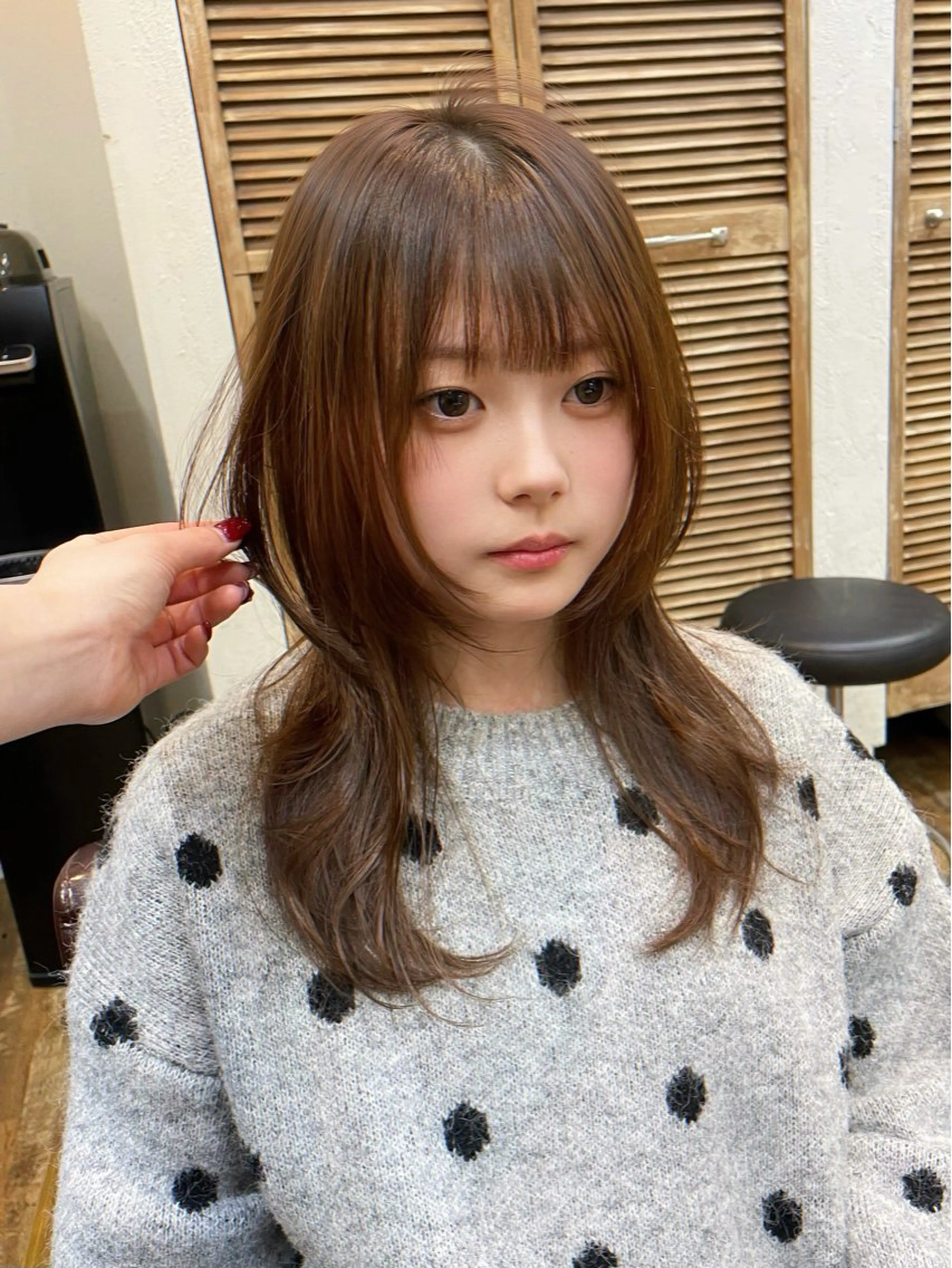 ロング カラー カット ヘアカラー トリートメント 似合わせ/新宿 顔周りレイヤー/艶髪のヘアスタイル