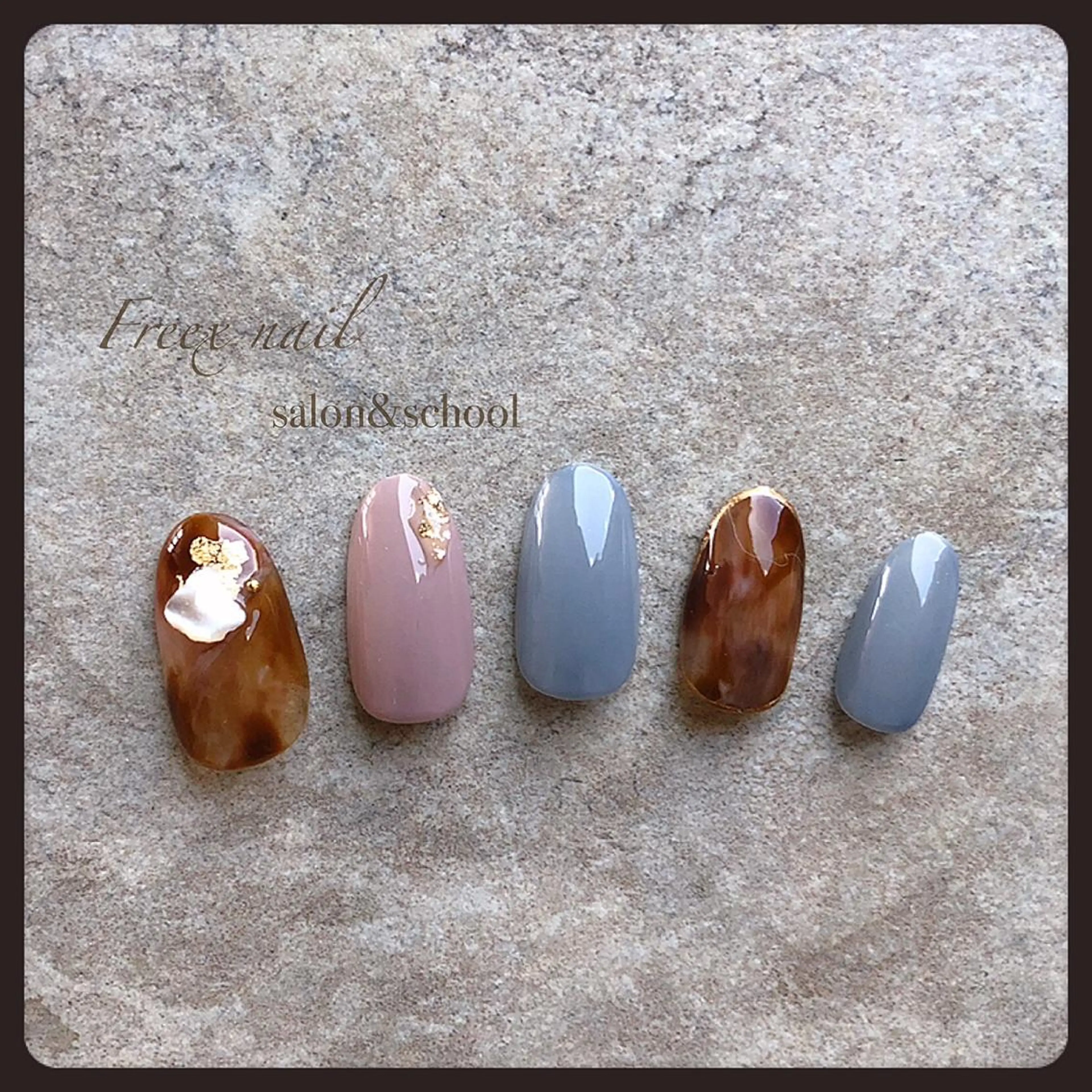 ネイル べっ甲ネイル ハンドネイル ハンドケア freex nail /ニュアンス/個性派のネイルデザイン