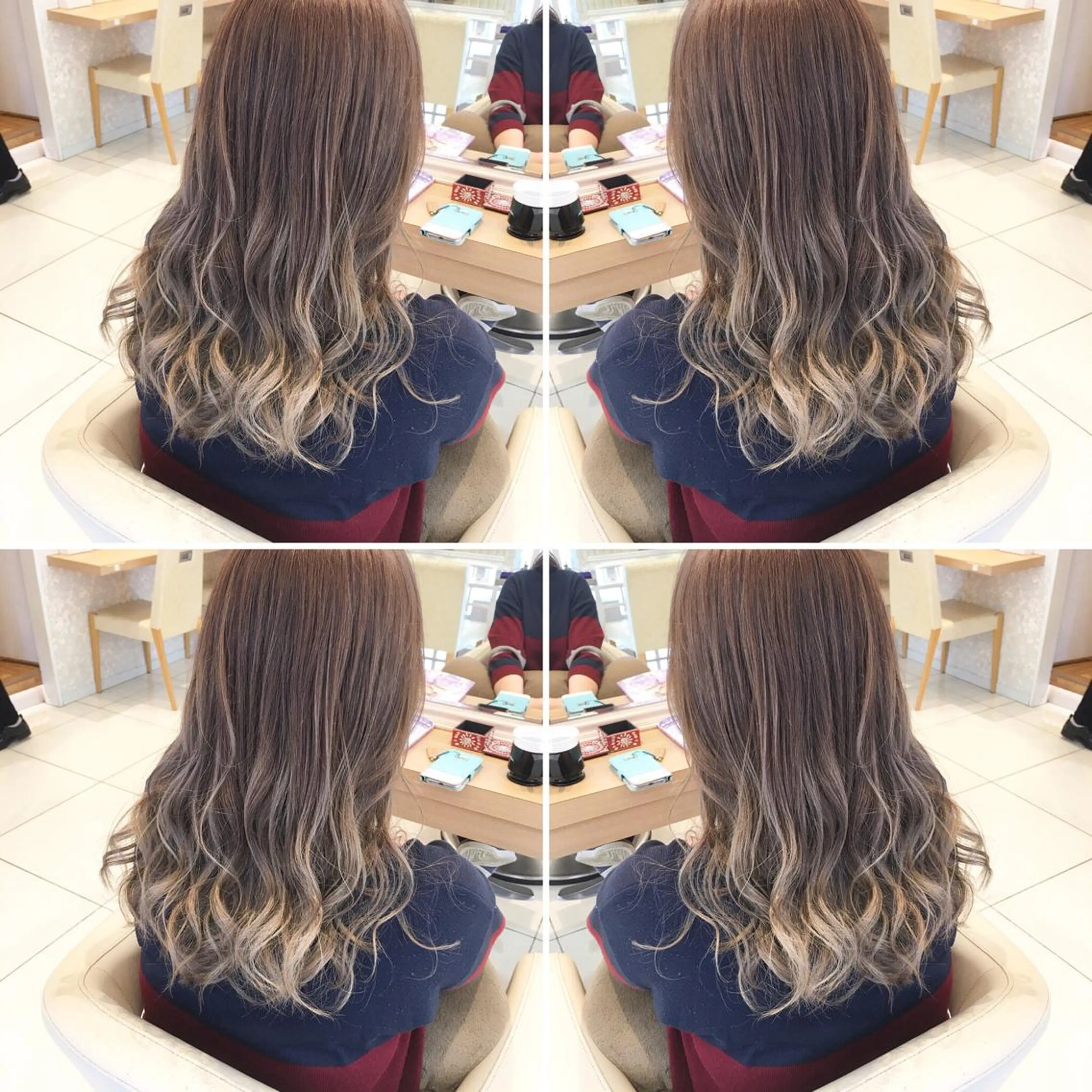 セミロング カラー バレイヤージュ レイヤーカット 小田原NO1 美容師 飯田飛翔のヘアスタイル