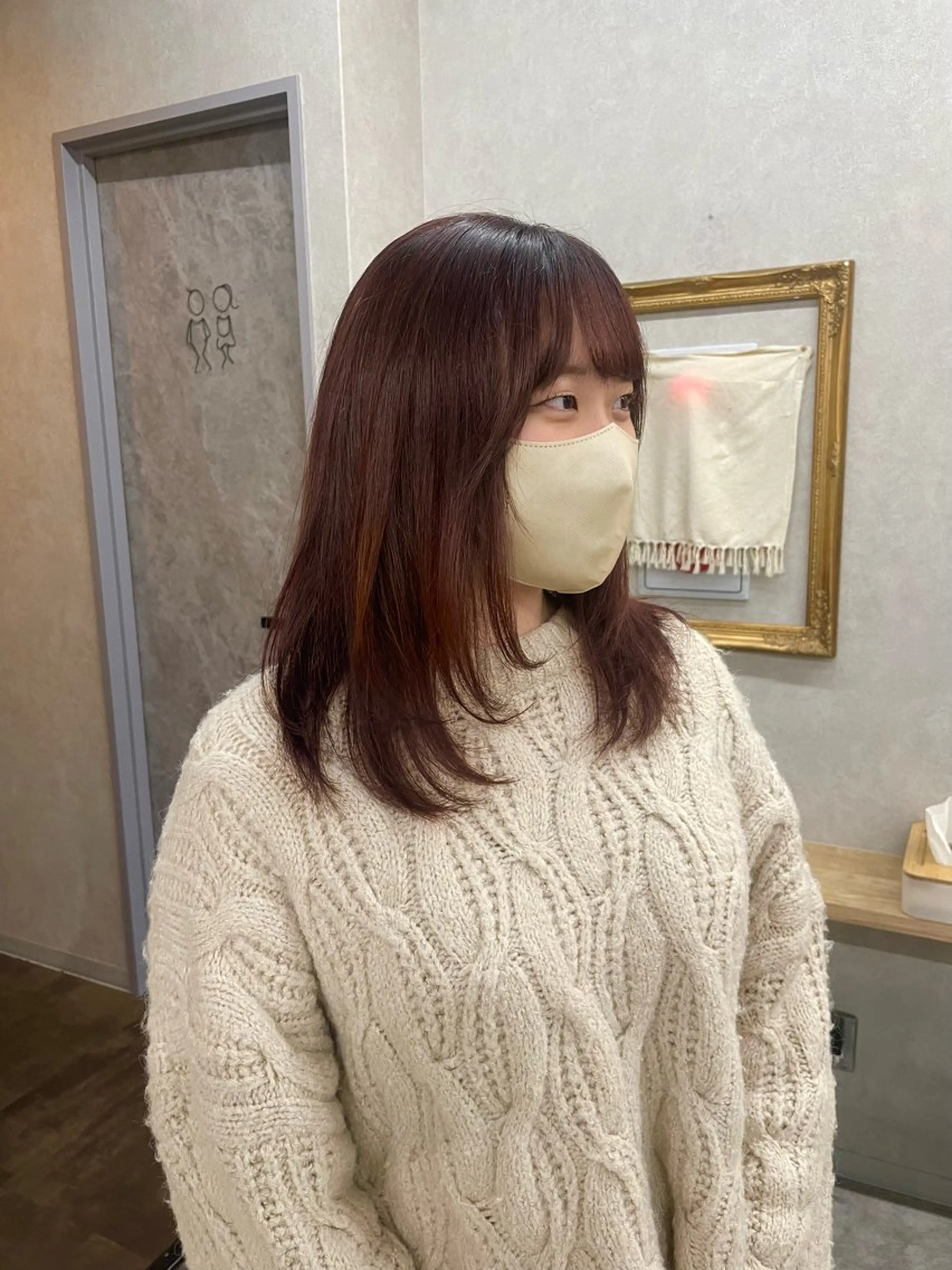 ミディアム カラー カット ヘアカラー トリートメント いなみね はるきのヘアスタイル