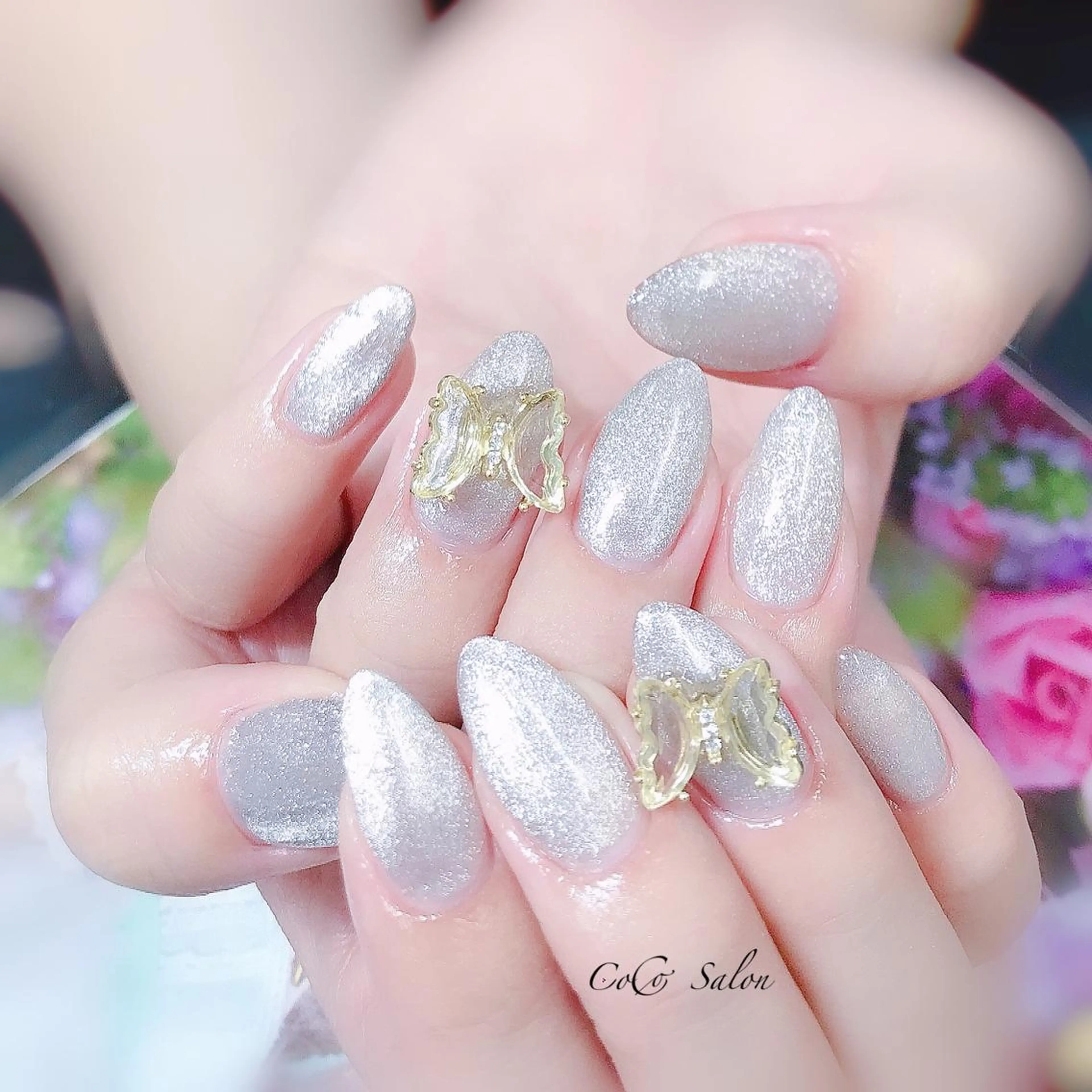 ネイル 長さ出し ジェルネイル キラキラネイル マグネットネイル オフィスネイル CoCoSalon ネイル/まつ毛予約のネイルデザイン