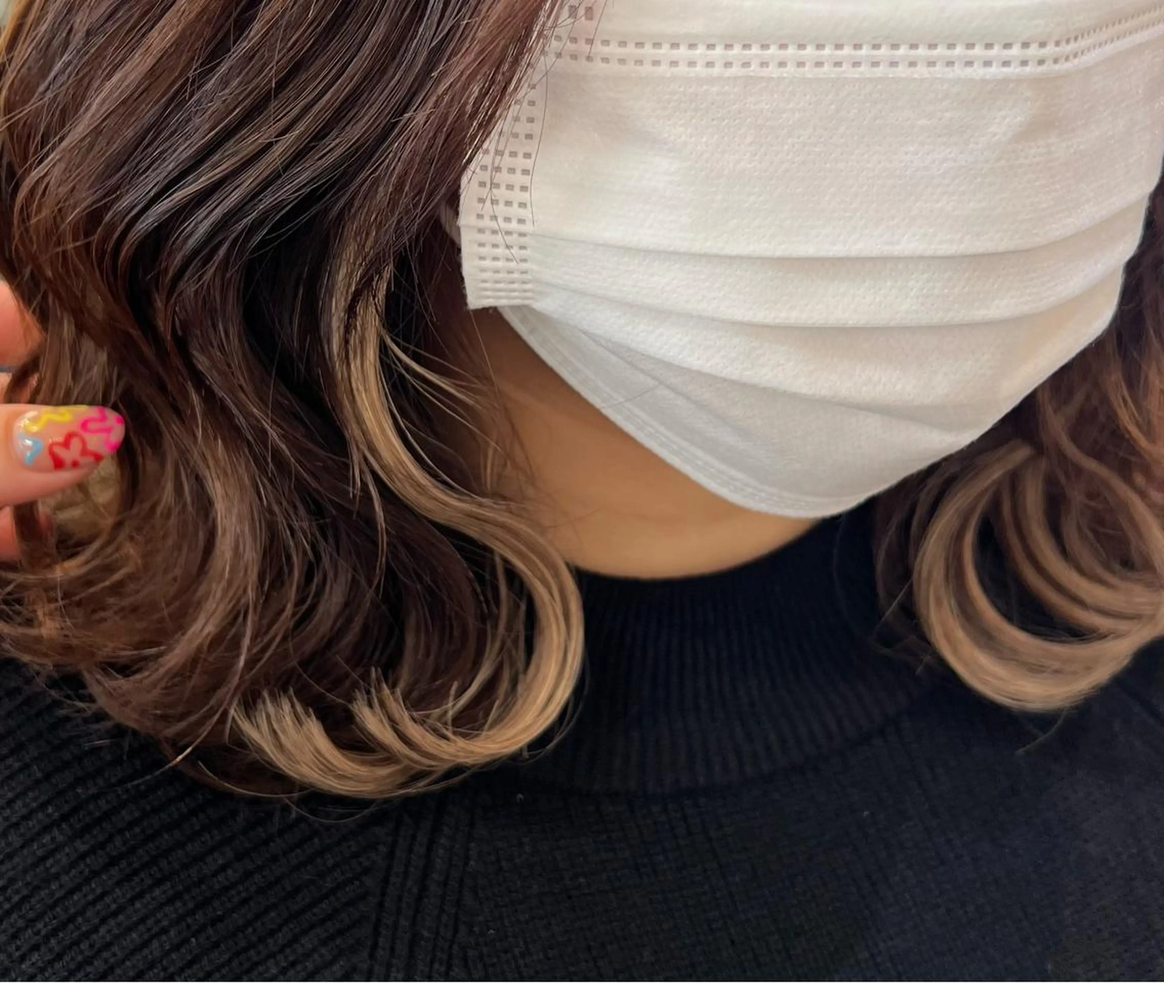カラー アディクシーカラー アッシュ バレイヤージュ ベージュカラー 黒髪 カット エクステ 吉野 瑳桜のヘアスタイル