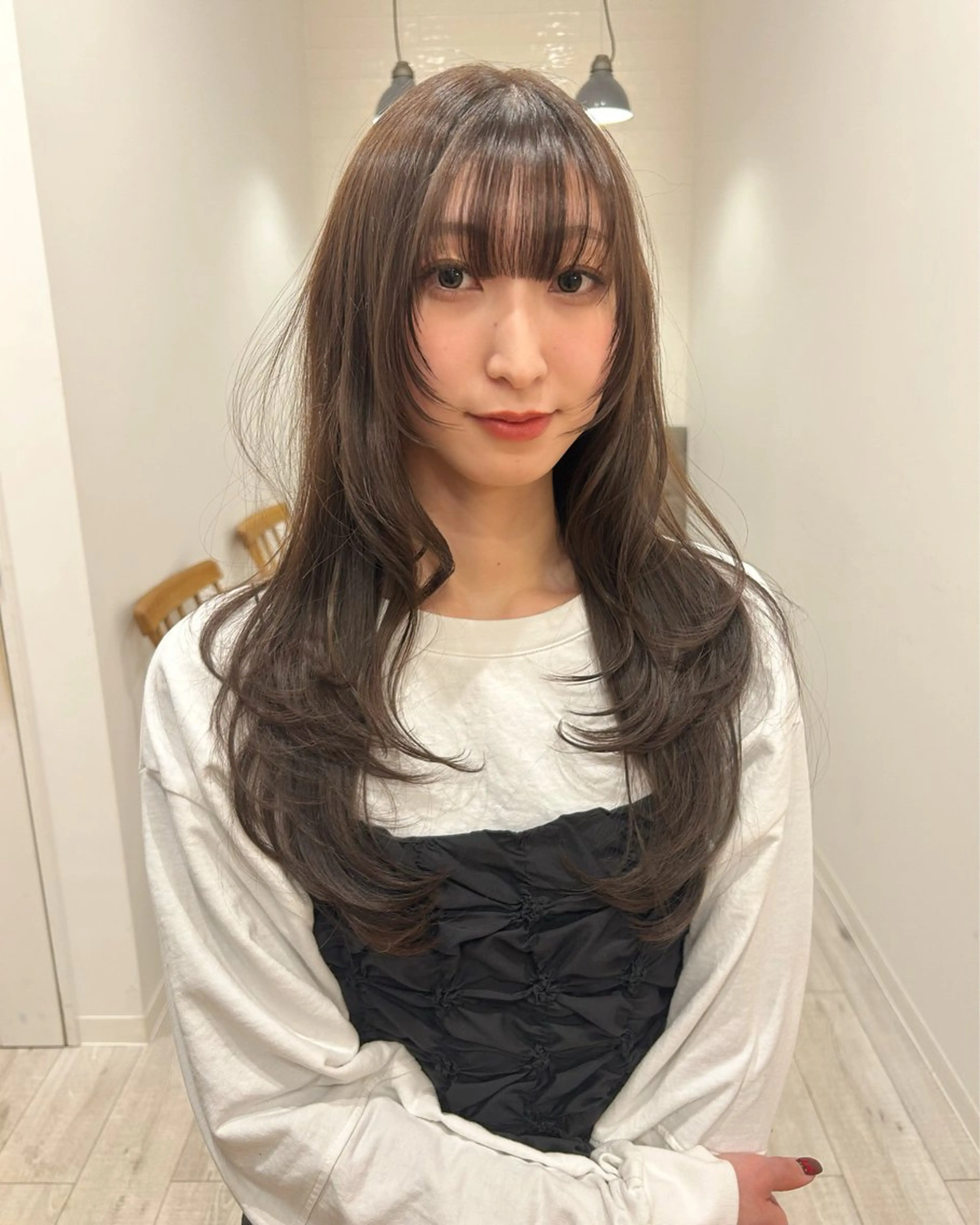 ロング カラー レイヤーカット/長岡 グレージュ/マユ🎀のヘアスタイル