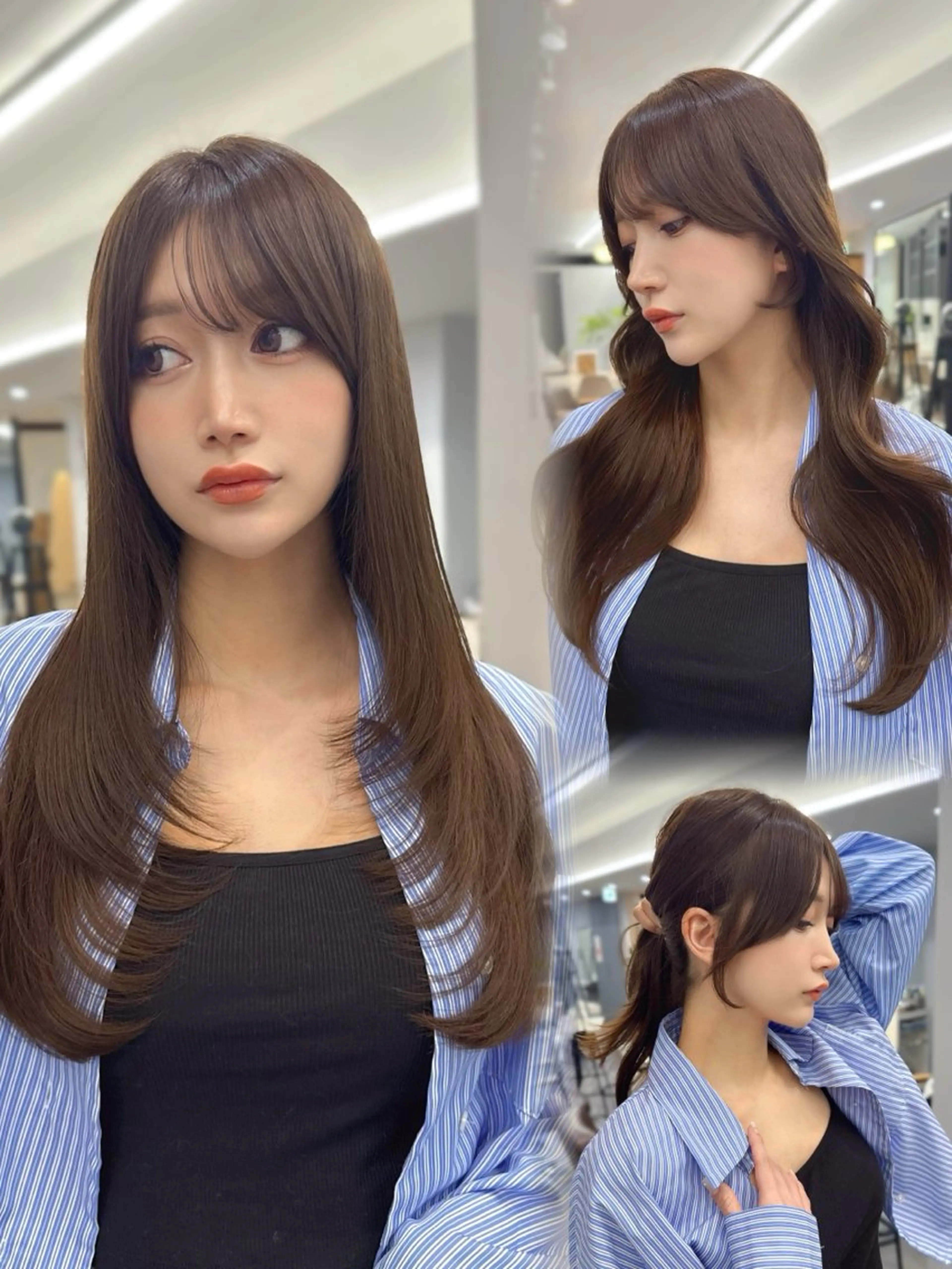 ロング カラー ハイレイヤー レイヤーカット カット ヘアカラー トリートメント 日本一の小顔カット/ ボブ/顔周り/韓国のヘアスタイル