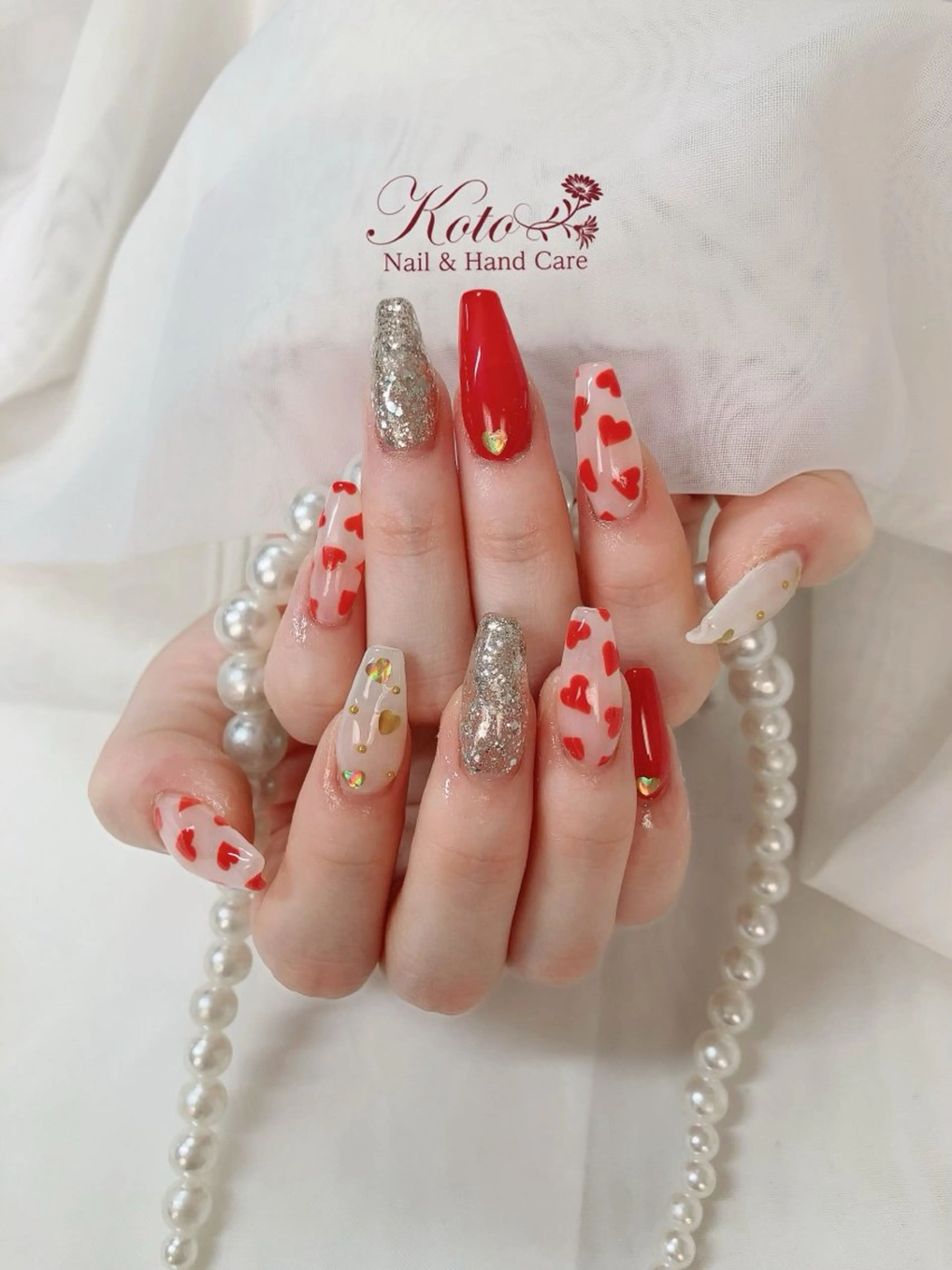 ネイル 長さ出し ジェルネイル 持ち込み ニュアンスネイル 赤色 ハンドネイル Nail Salon KOTOのネイルデザイン