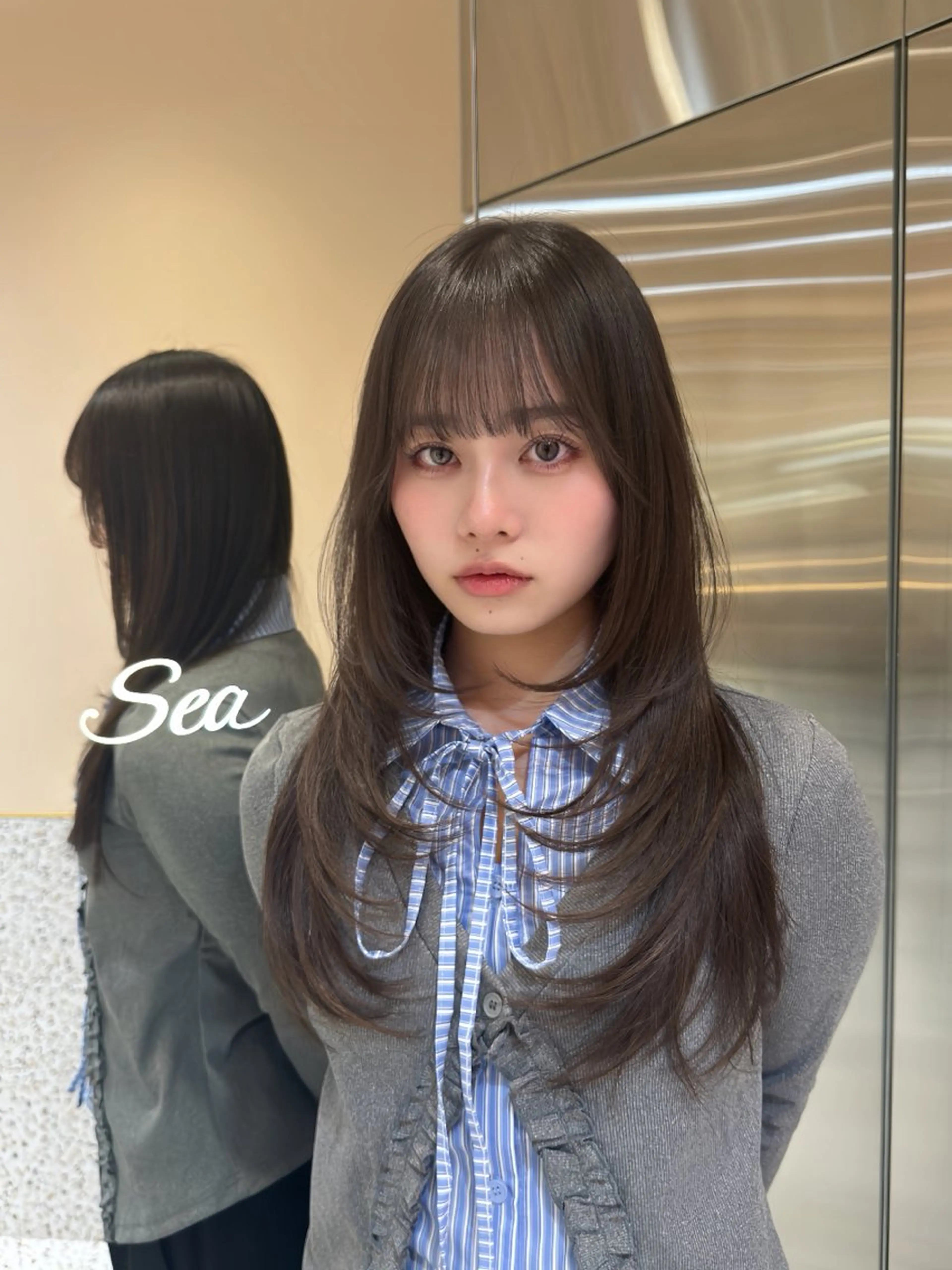 ロング カラー カット ヘアカラー トリートメント 絶対垢抜けレイヤー/ 透明感カラーリョウヤのヘアスタイル