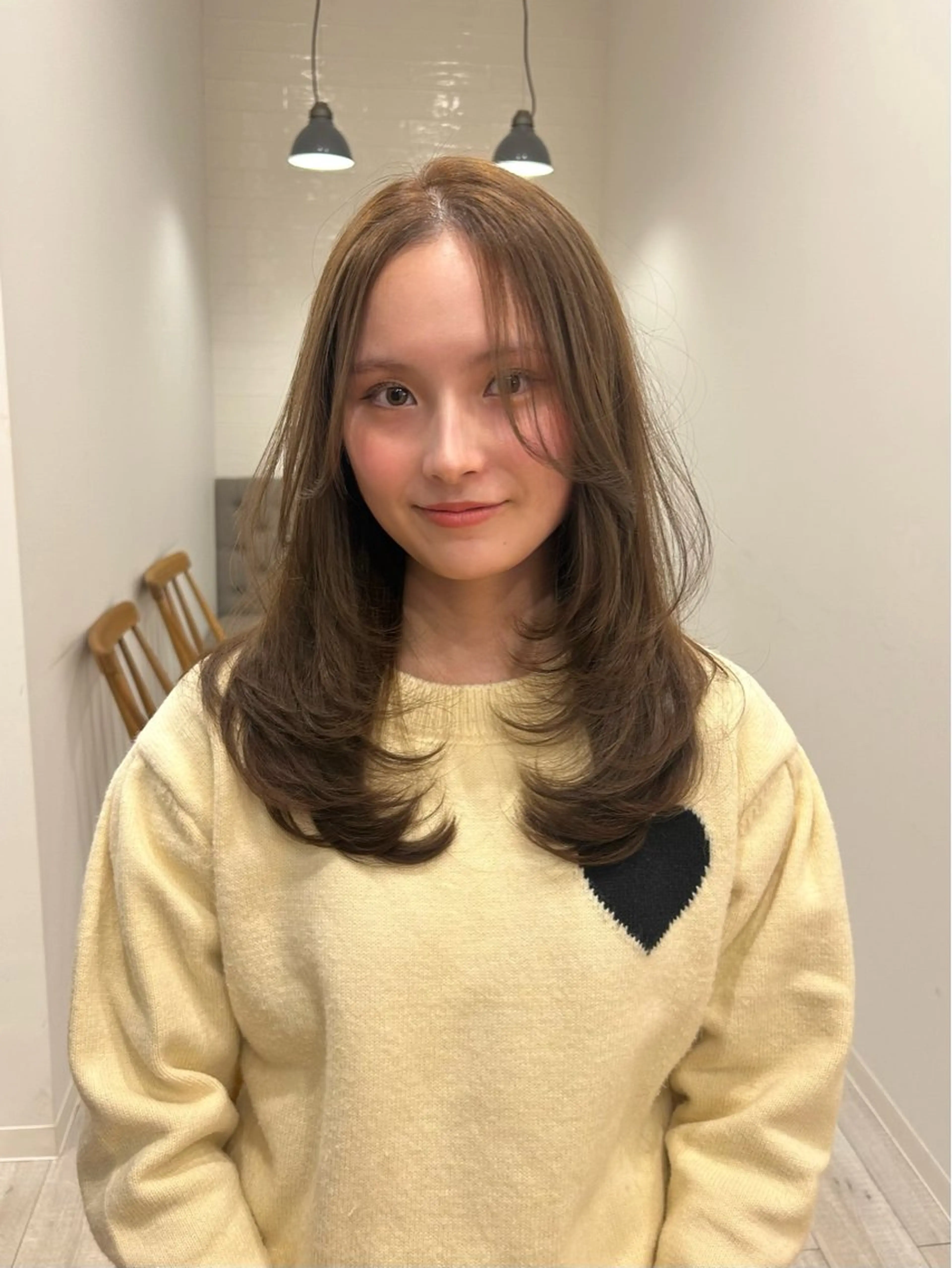 ミディアム カラー ベージュカラー レイヤーカット/長岡 グレージュ/マユ🎀のヘアスタイル