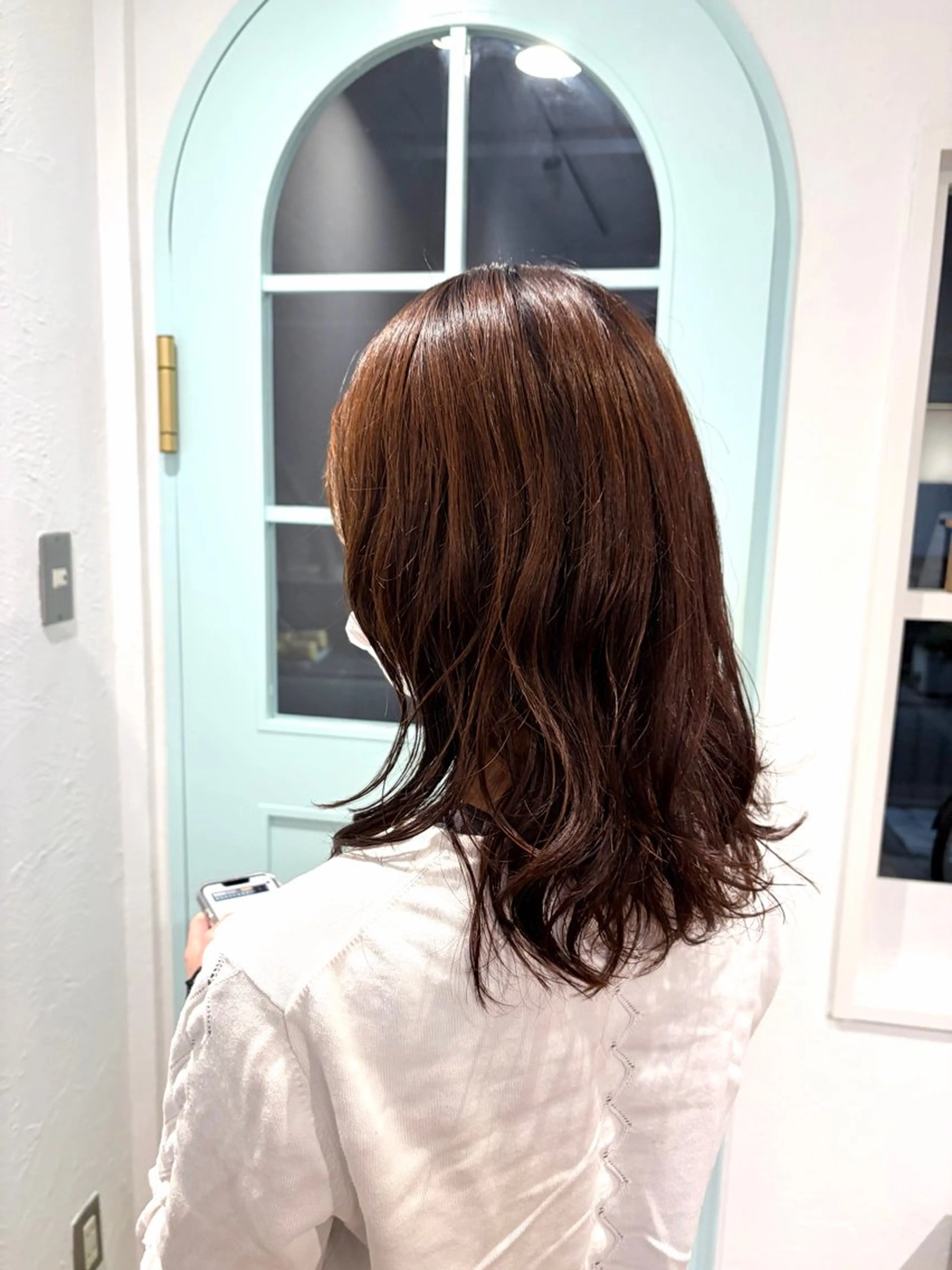セミロング セミロングパーマ パーマ コテ巻き風パーマ🫶 竹内七渚のヘアスタイル