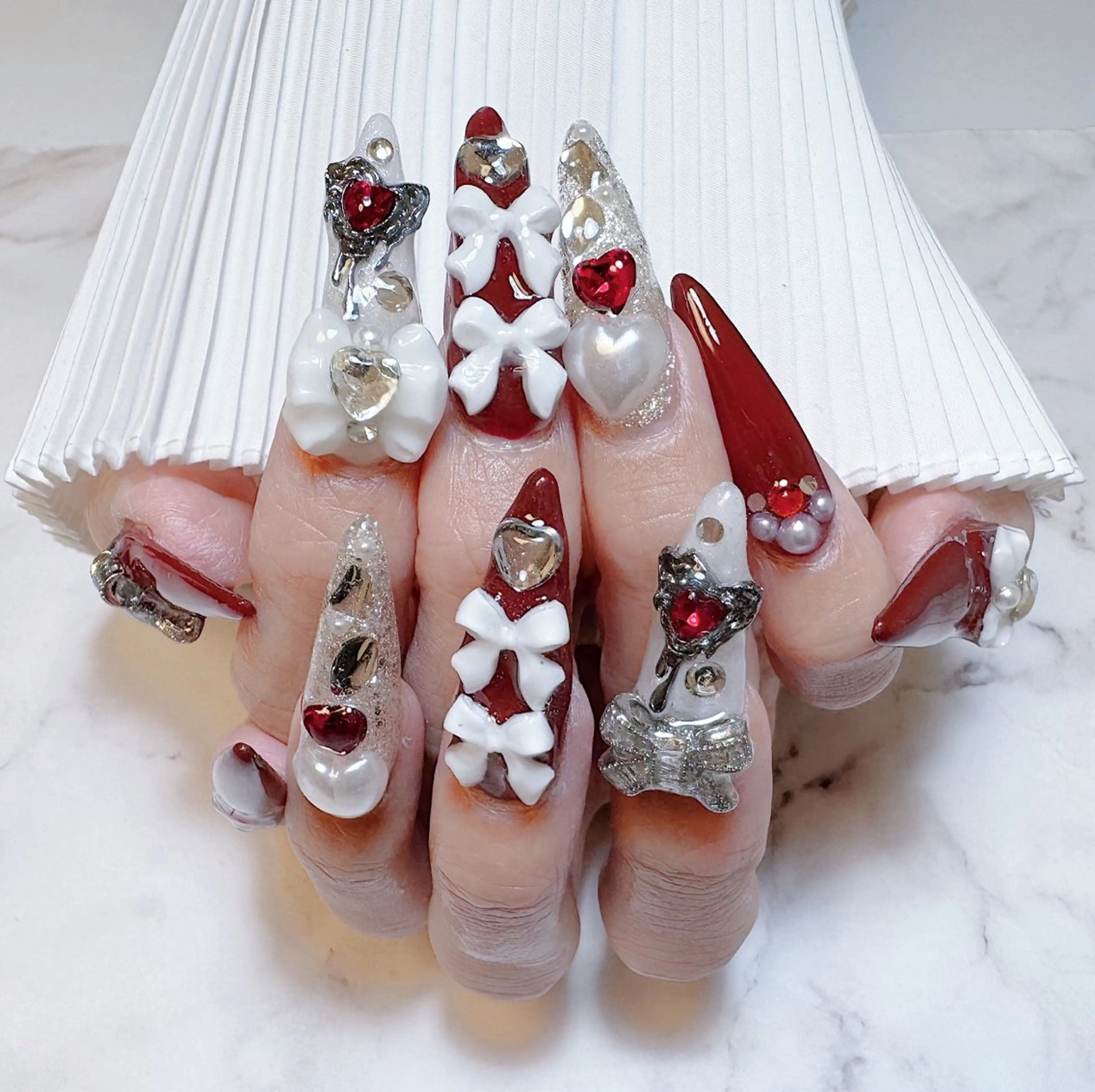 ❤️‍🔥地雷系ネイルok❤️‍🔥チップ長さだし+パーツなんでもOKつけ放題💎　オフありの写真