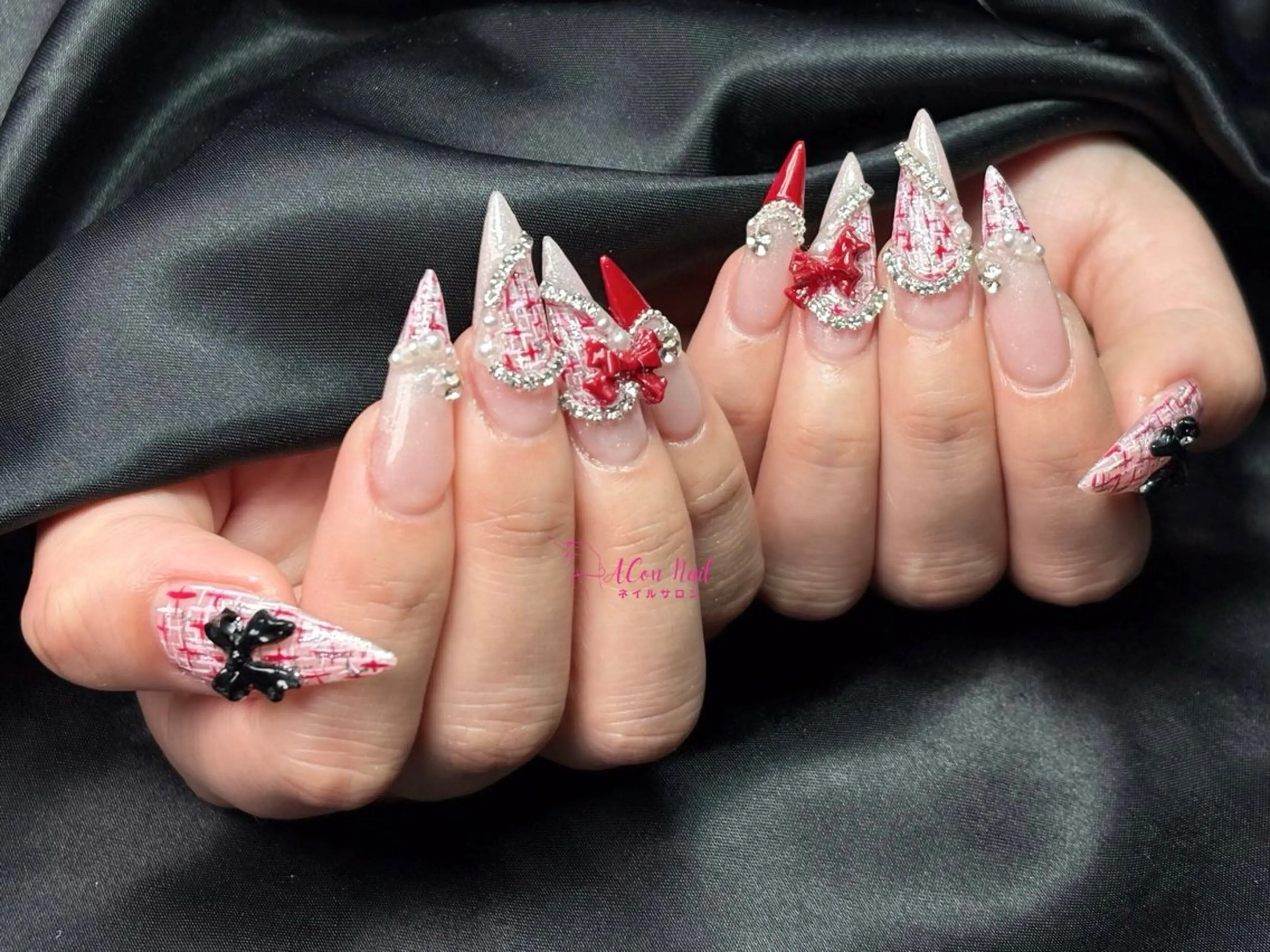 ネイル 桜ネイル 長さ出し フラワーネイル フレンチネイル ジェルネイル ハンドネイル ACon NailSalonのネイルデザイン