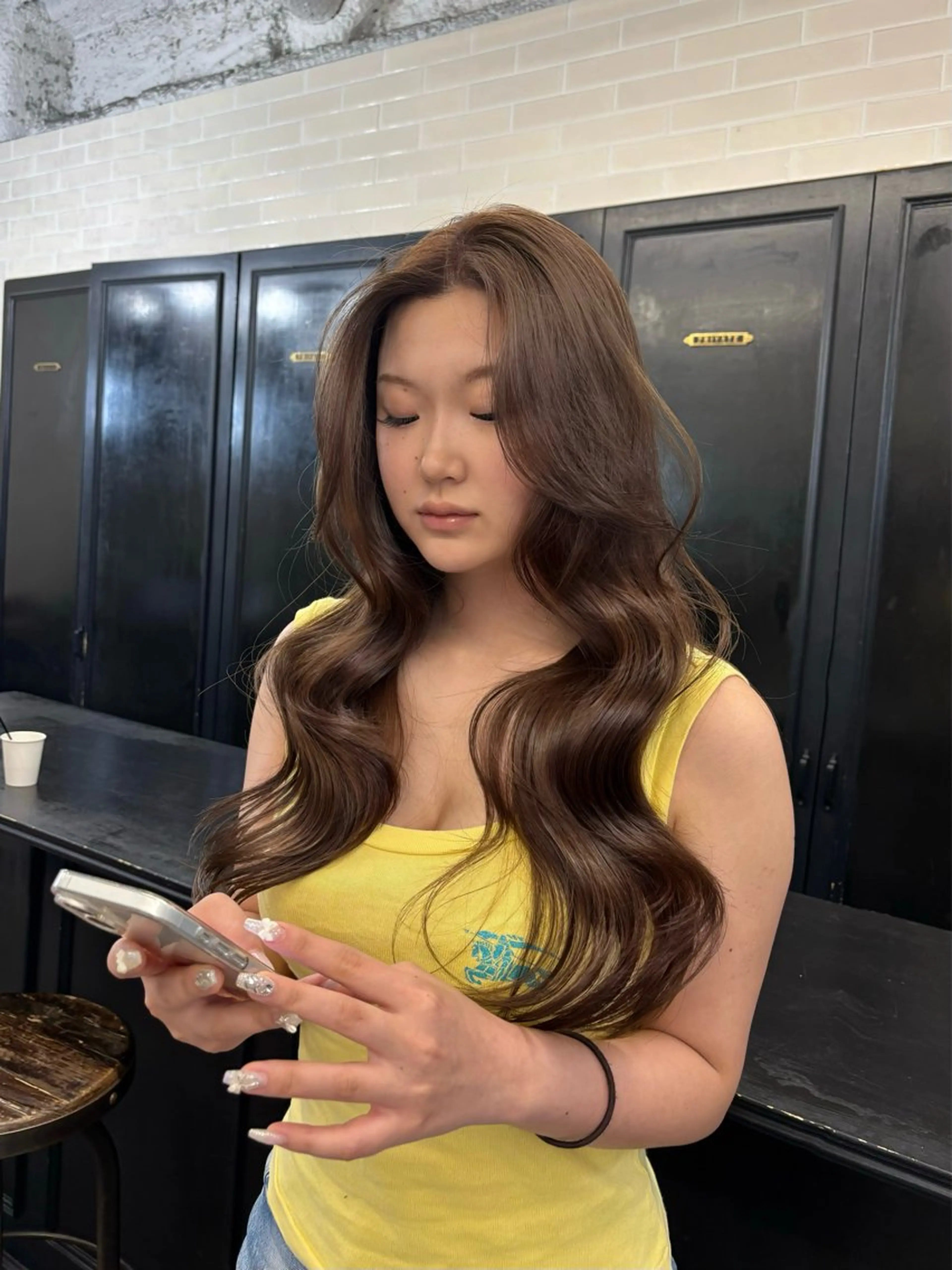 ロング カラー ダブルカラー レイヤーカット ヘアカラー オリーブベージュ 🫒🩶Rianaのヘアスタイル