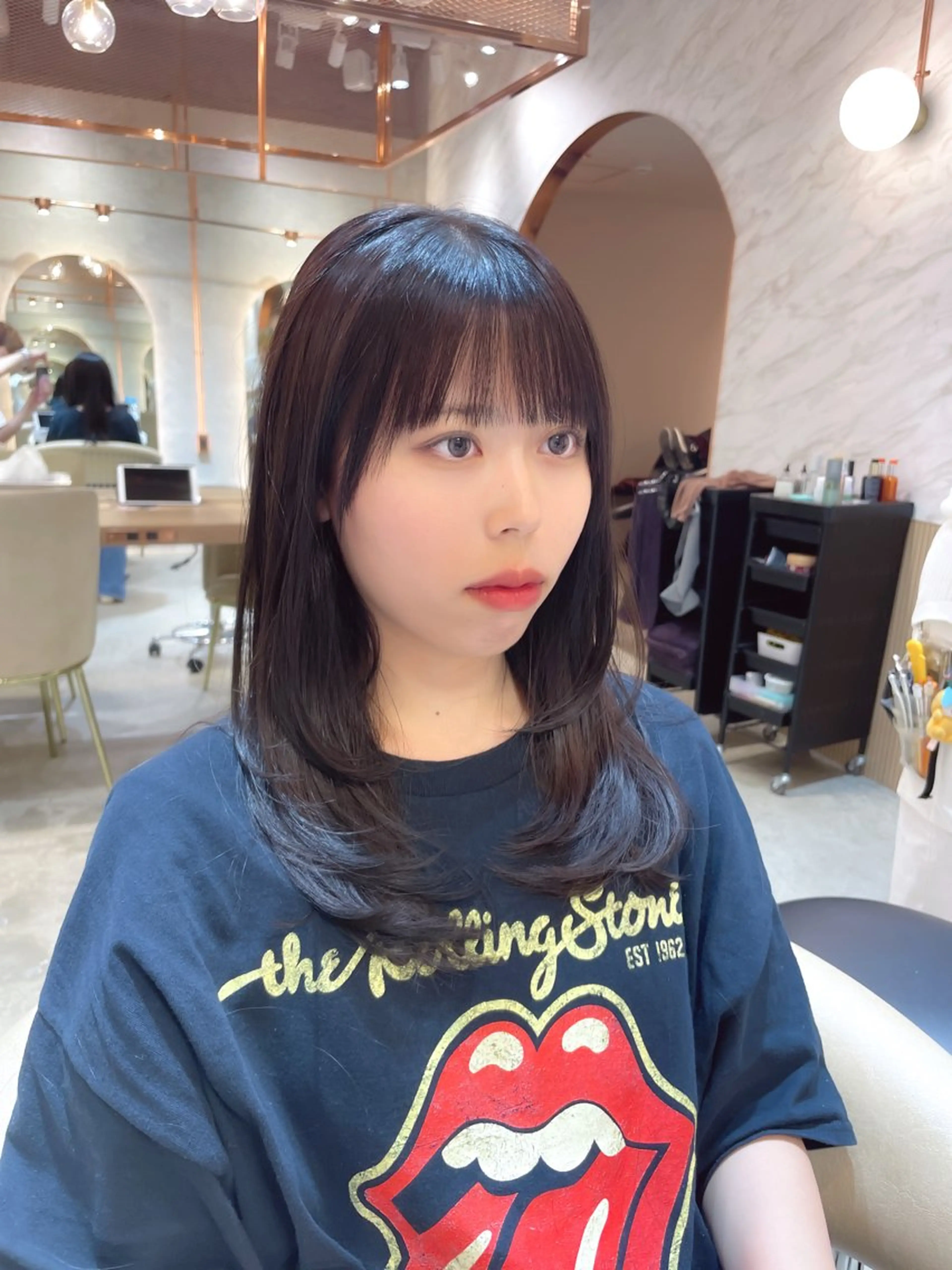 ミディアム カラー カット ヘアカラー 縮毛矯正 トリートメント レイヤー/韓国ヘア 縮毛矯正🫧鈴木颯のヘアスタイル