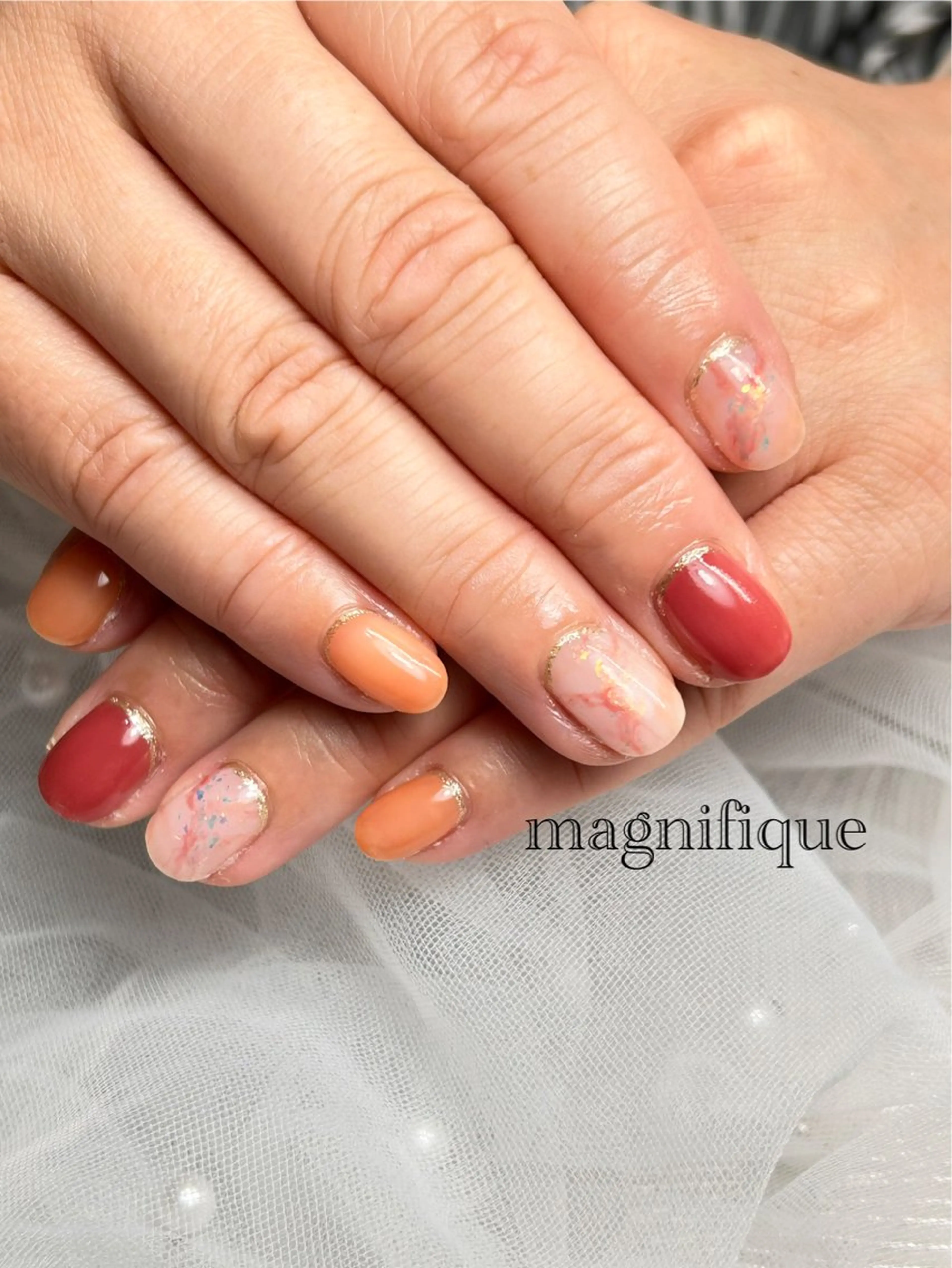 ネイル アートネイル ロングネイル 大理石ネイル(マーブル) ニュアンスネイル ショートネイル ハンドネイル プライベートサロン マニフィークのネイルデザイン