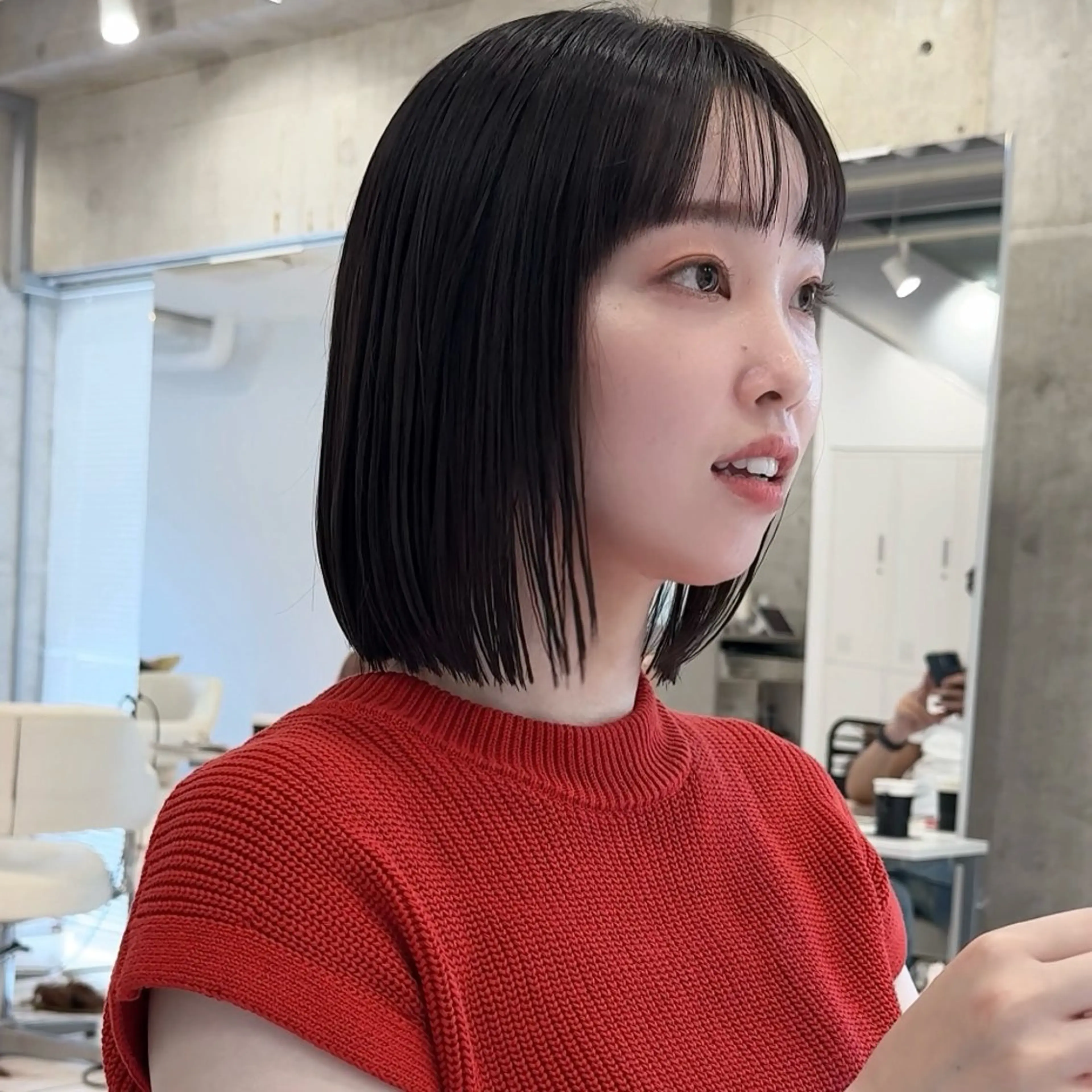 ミディアム カラー ボブ 髪質改善 似合わせカット 縮毛矯正 畔上 尚也のヘアスタイル