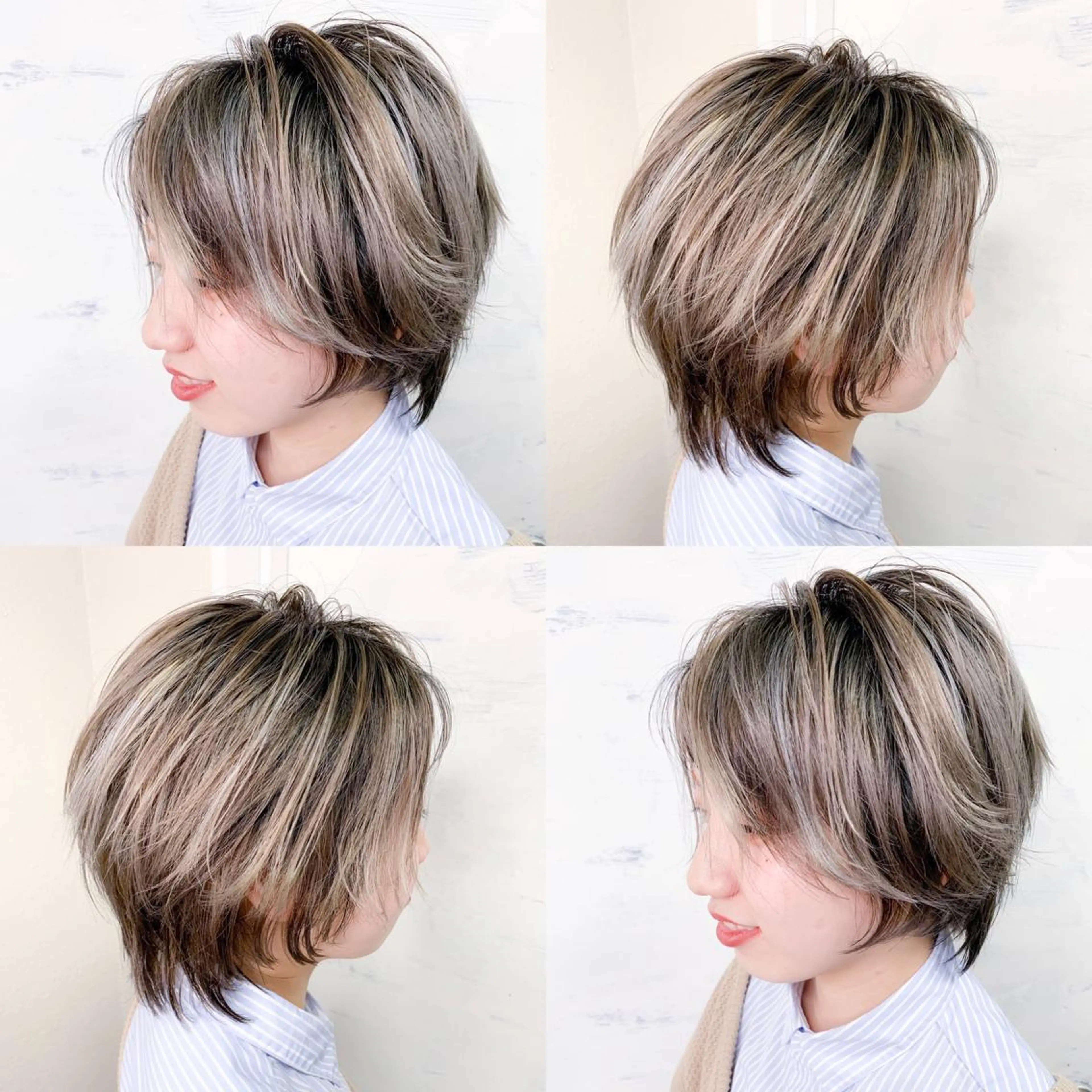 ショート カラー ベージュカラー ブロンド ブロンドベージュ ハイライトカラー ハイトーンカラー ヘアカラー BOX mico.のヘアスタイル