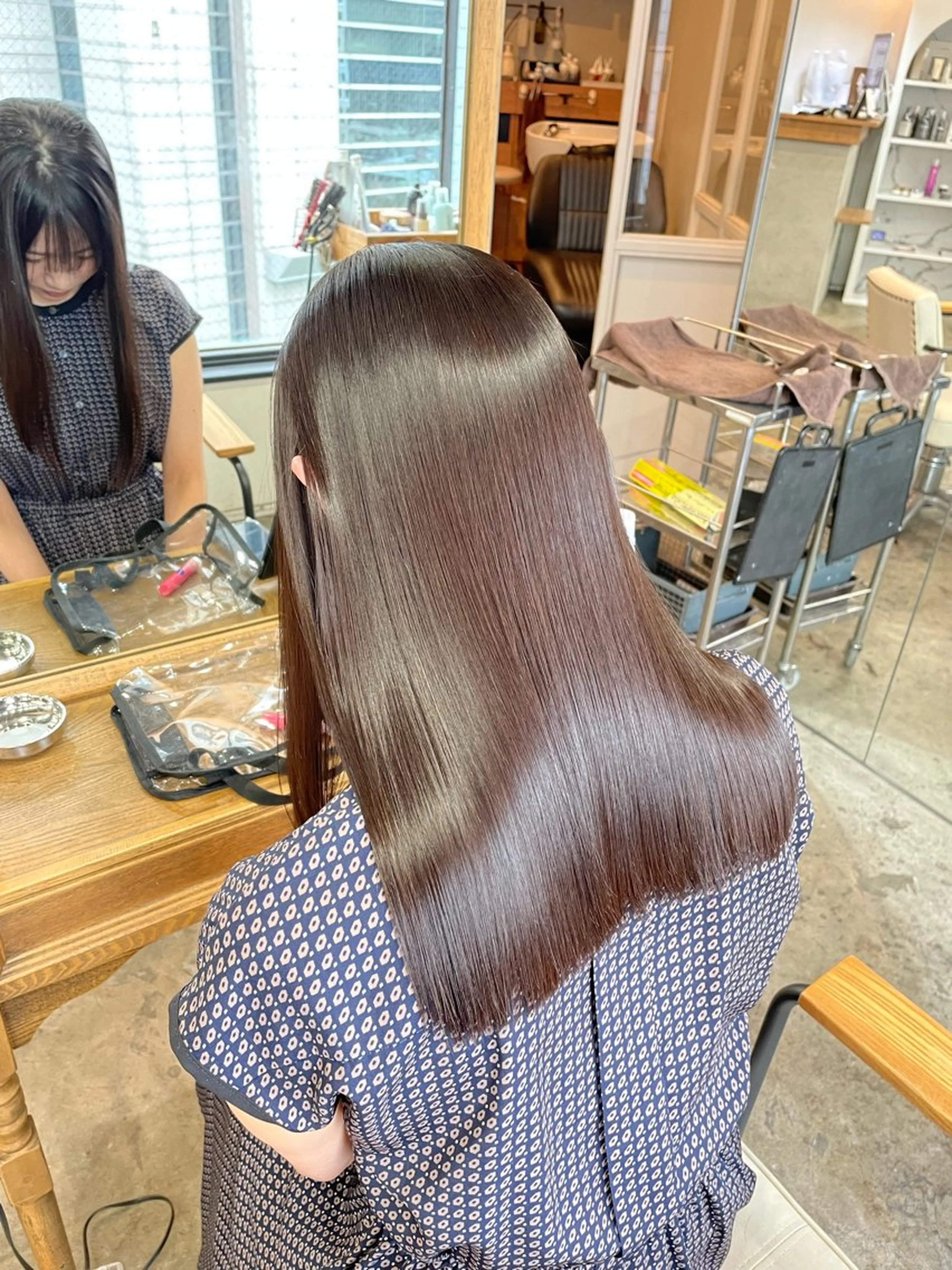 セミロング タマシロカリン 艶カラー/レイヤーのヘアスタイル