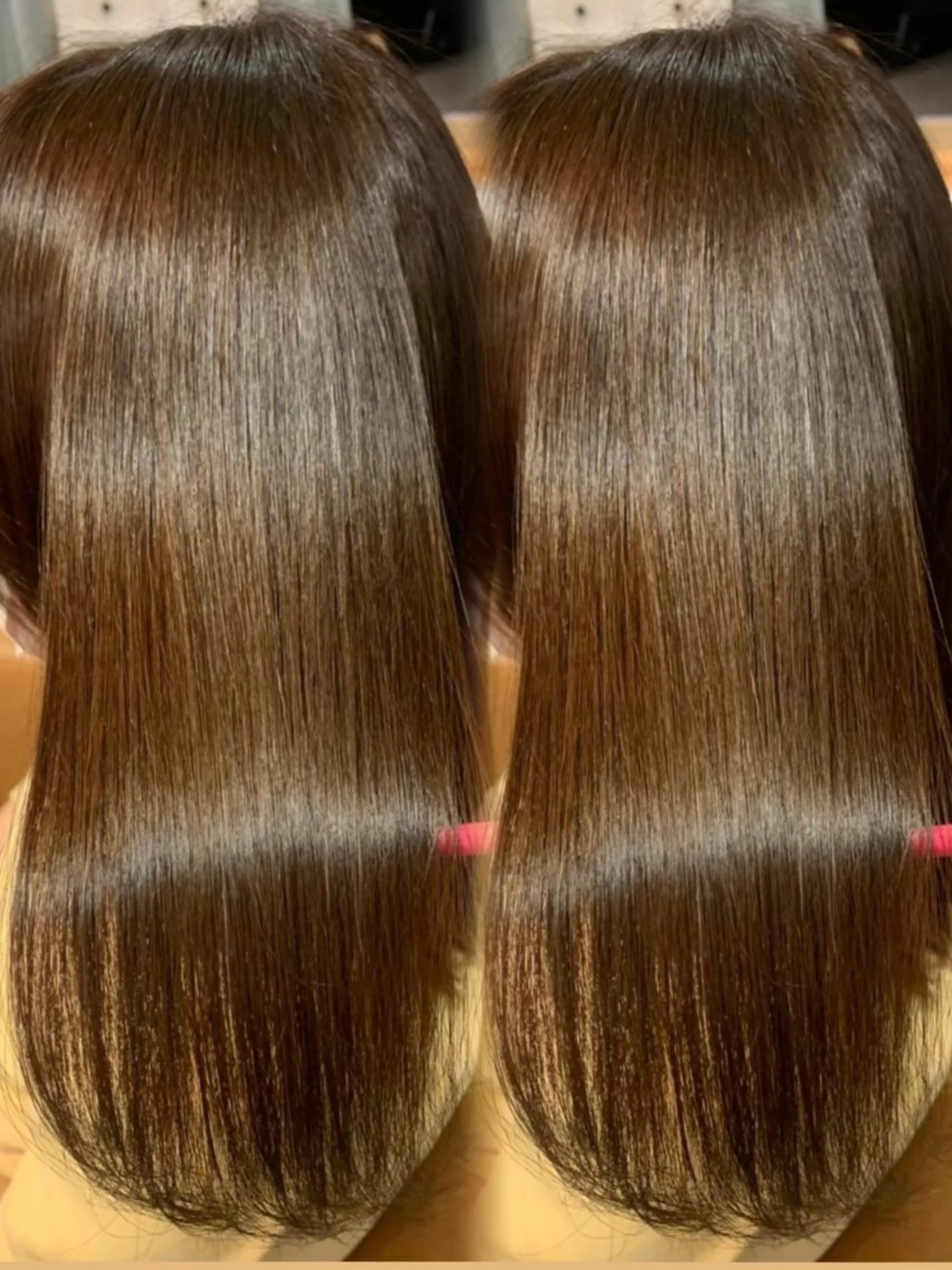 セミロング 髪質改善 縮毛矯正 トリートメント 酸性ストレート 酸熱トリートメント 髪質改善/縮毛矯正/ レイヤーカットななこのヘアスタイル