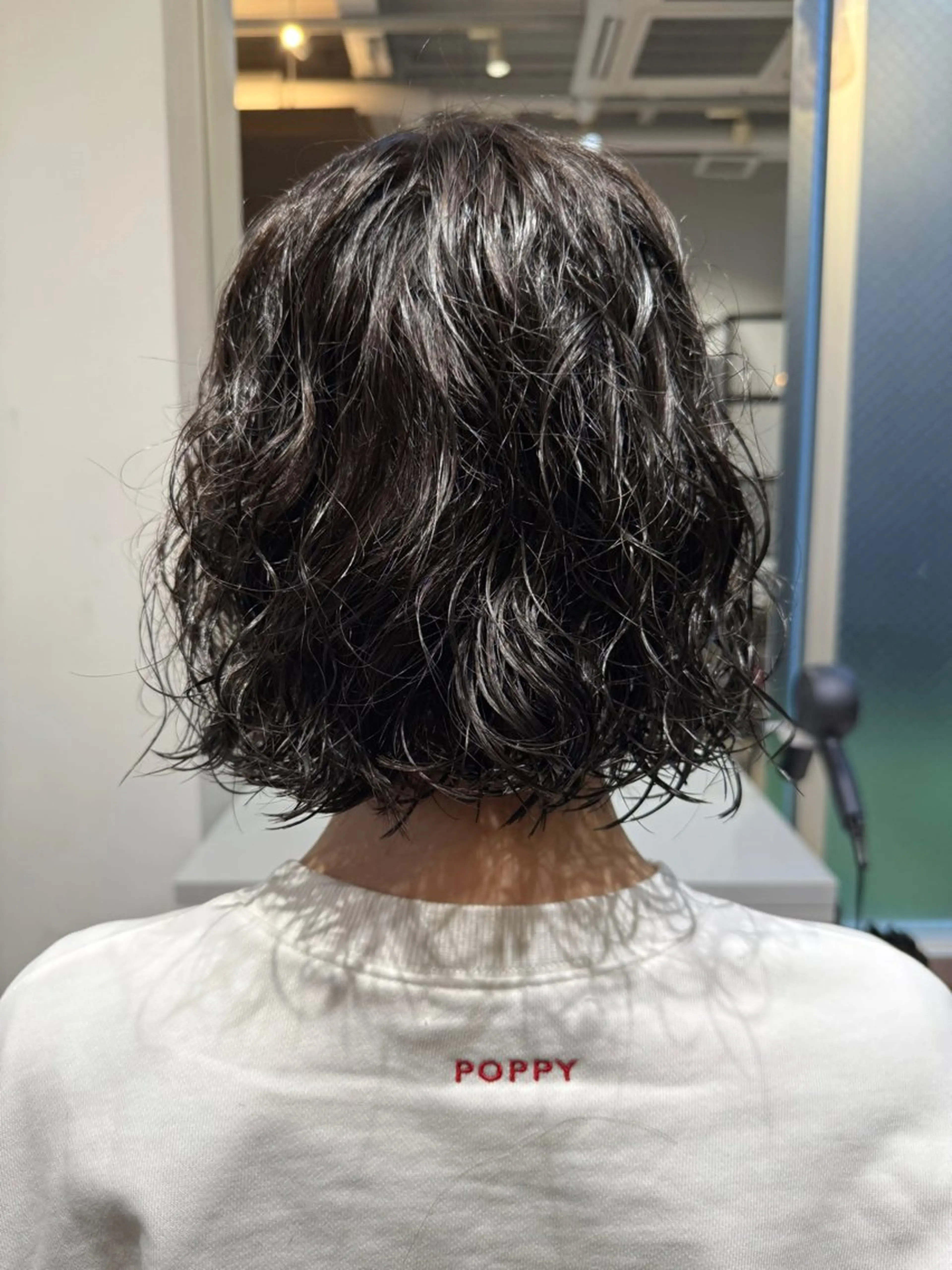 ミディアム パーマ ミディアムパーマ ボブ カット パーマ トリートメント 石原圭悟 /ショート/艶カラーのヘアスタイル