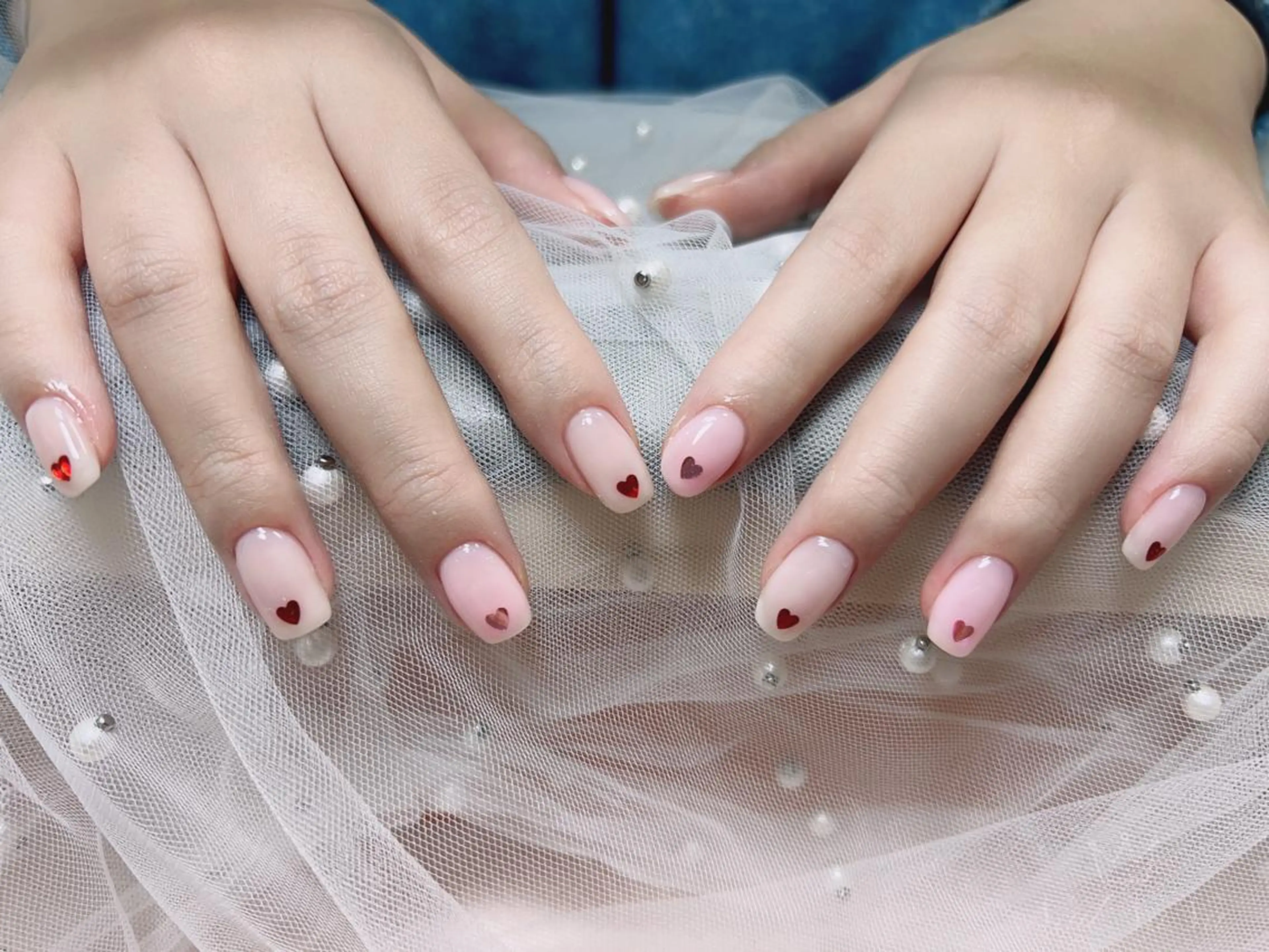 ショート カラー ネイル ピンクカラー ハート ピンク バレンタイン ハンドネイル Nail NaNaのネイルデザイン