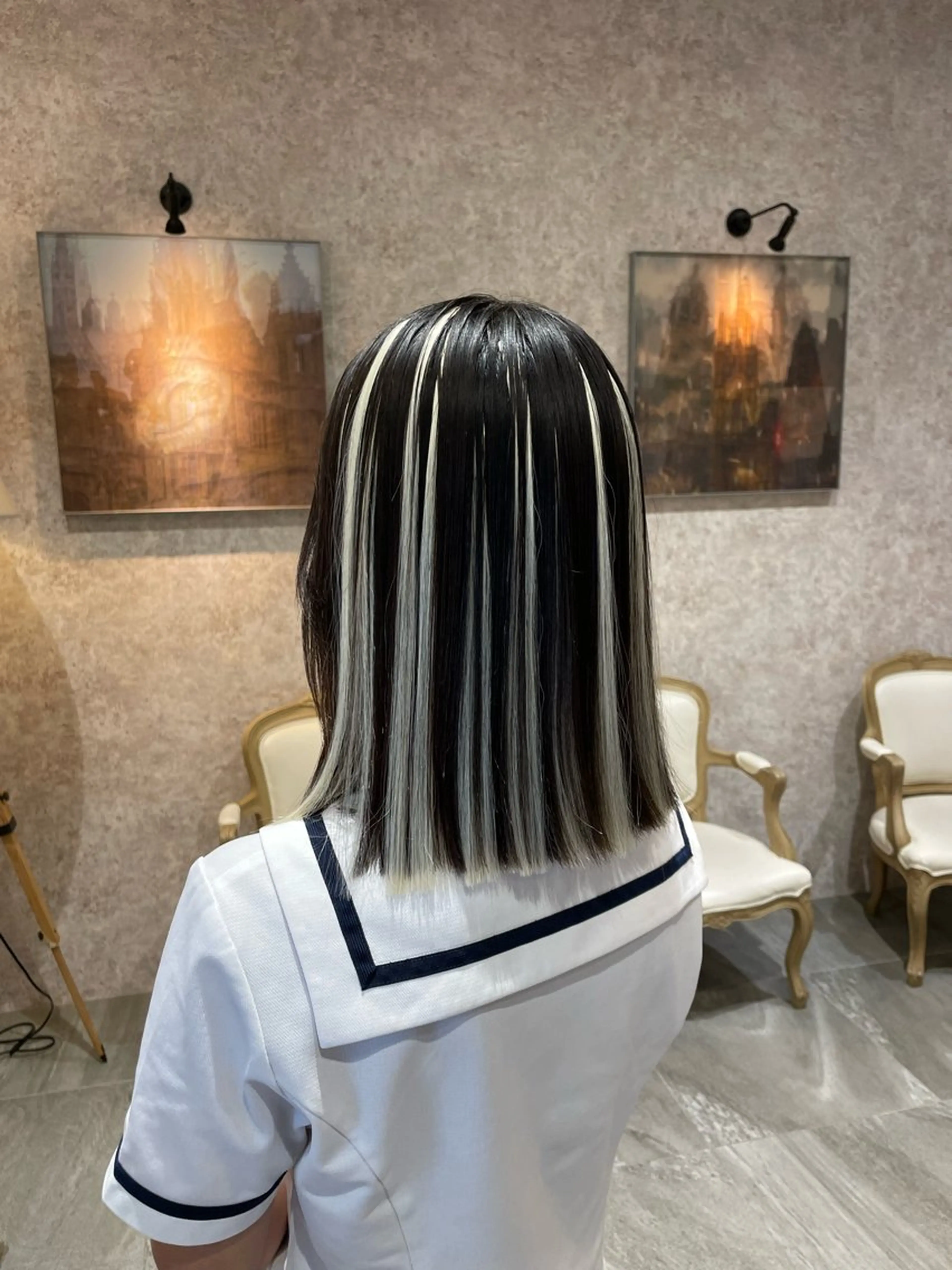 セミロング エクステ ハイライト 学生 Earth Yuhiのヘアスタイル