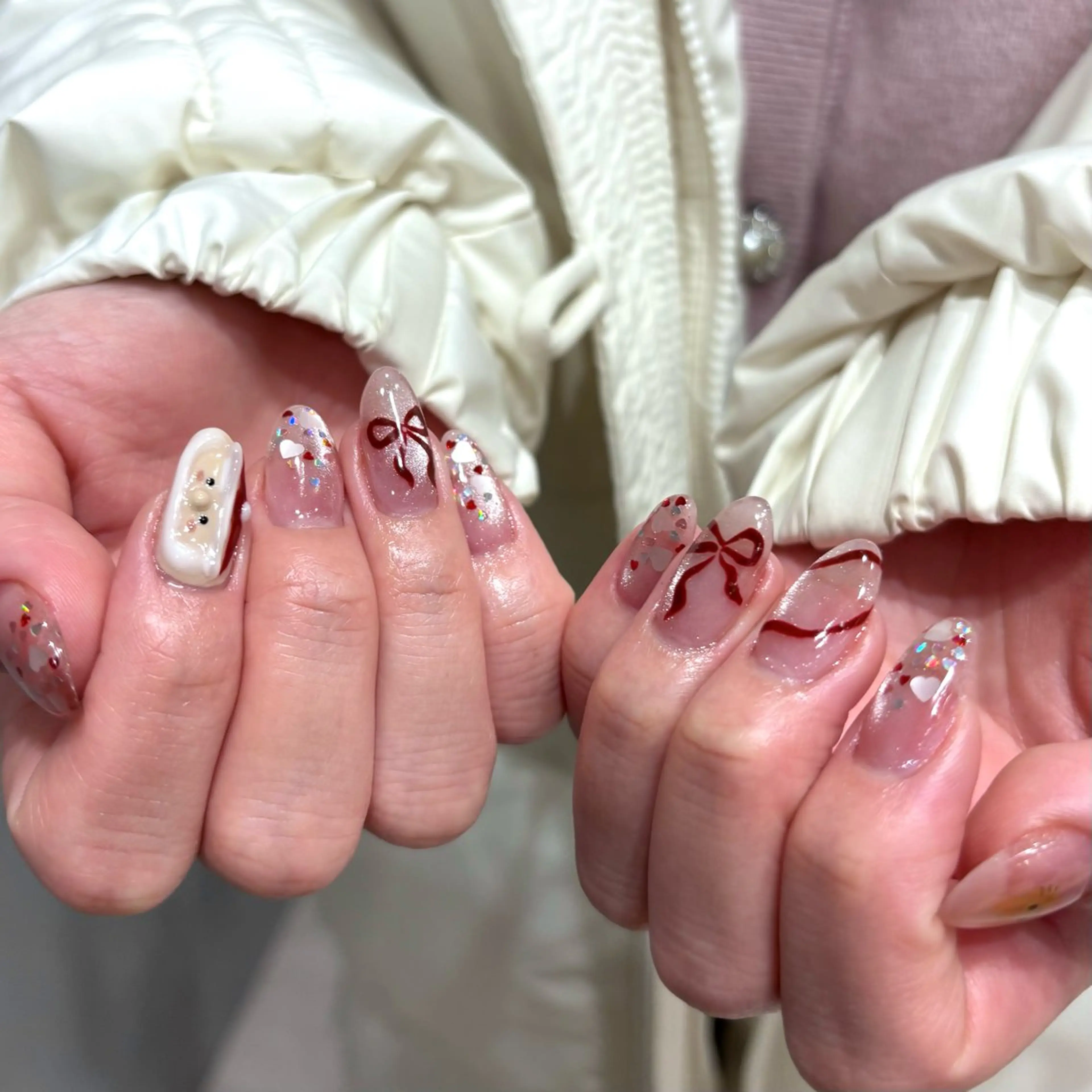 ネイル ガーリー 冬ネイル クリスマス ハンドネイル N° nail_ fuyukaのネイルデザイン