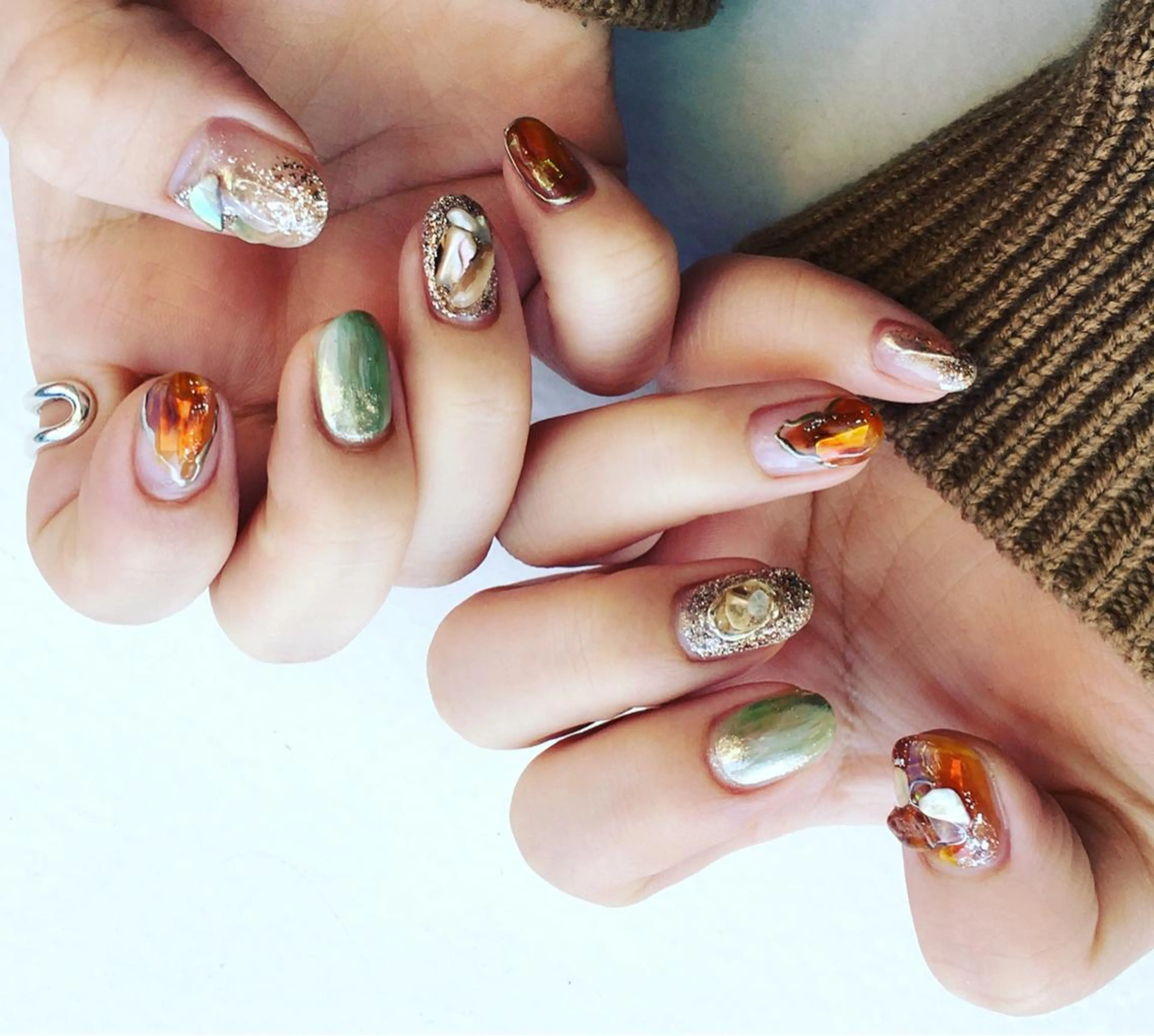 ネイル アートネイル 長さ出し ジェルネイル マットネイル ミラーネイル ハンドネイル nail salon Soeurのネイルデザイン