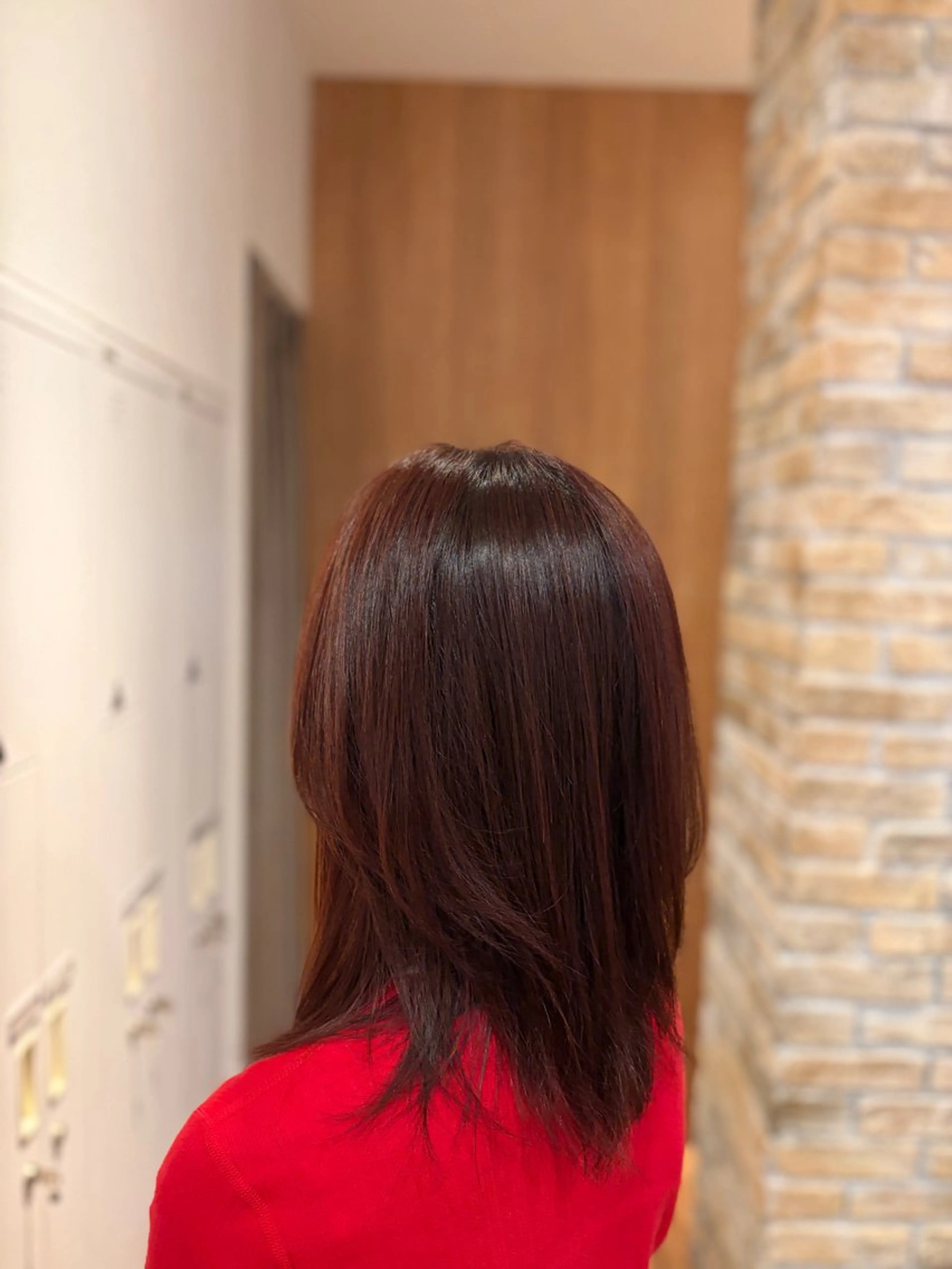 ミディアム カラー ブラウンカラー レッドカラー レッドブラウン ヘアカラー 木田 絢子のヘアスタイル