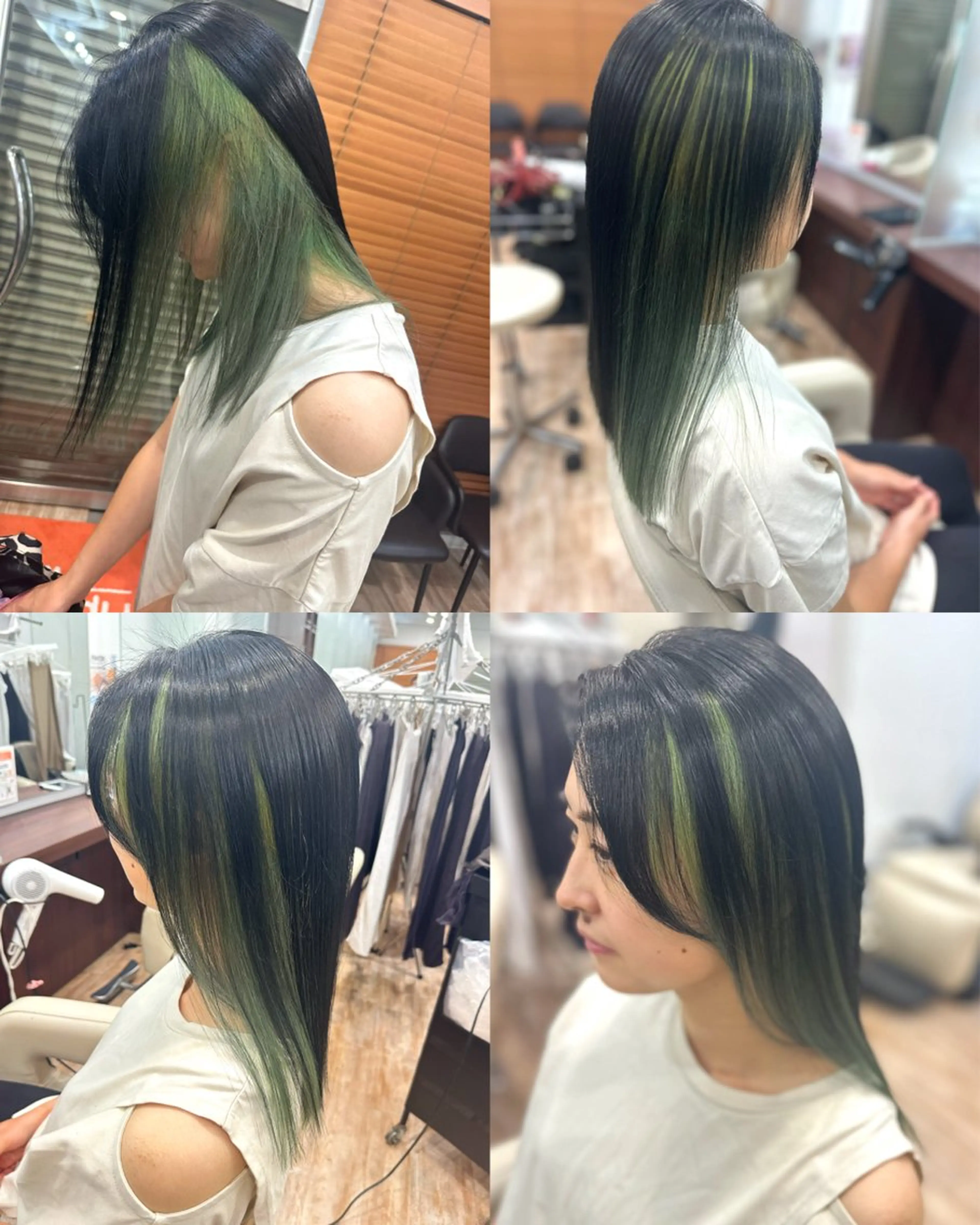 ロング カラー 黒髪 ダブルカラー 宇都 唯のヘアスタイル
