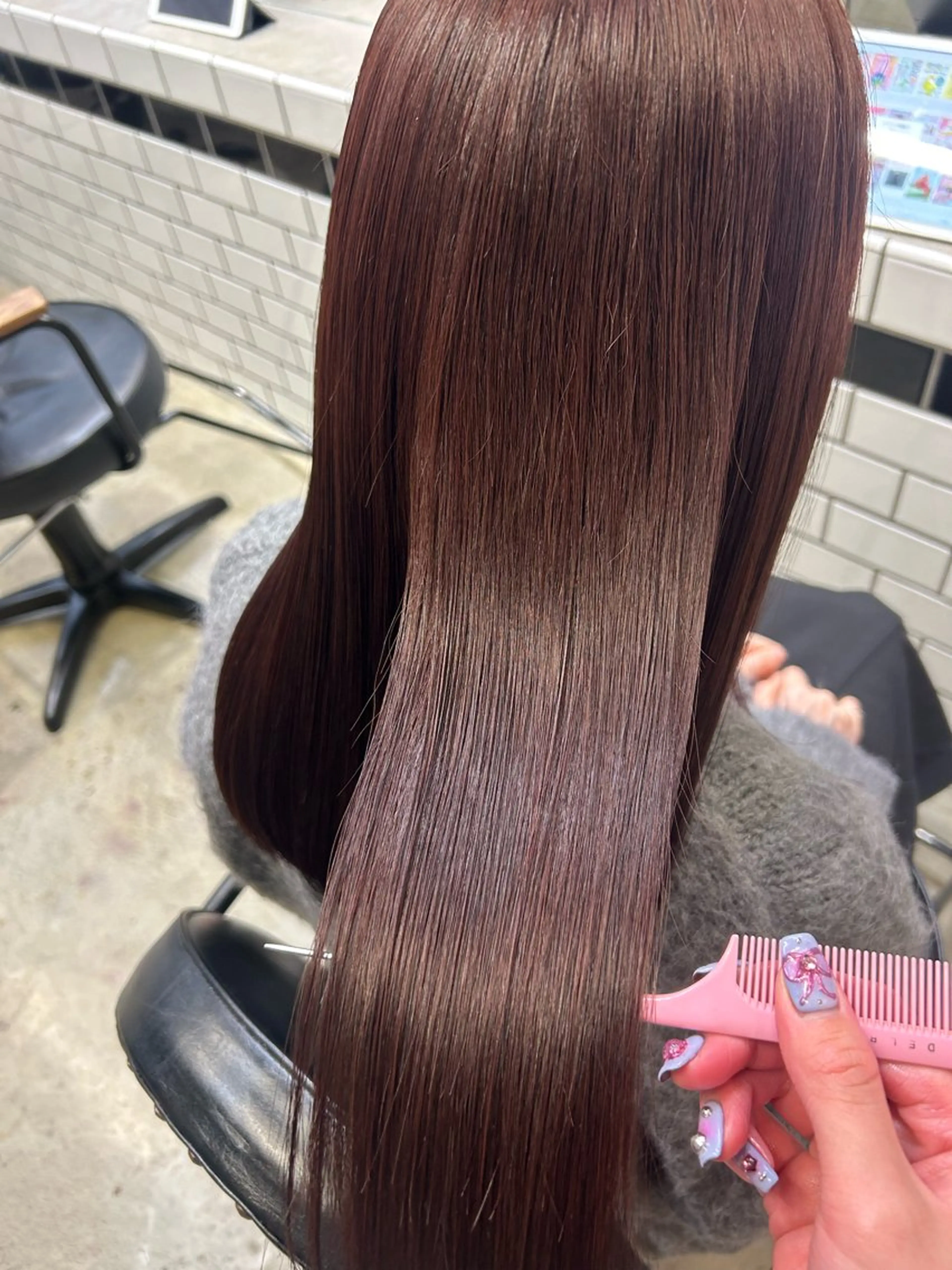 ロング カラー 縮毛矯正 トリートメント 🌷ラベンダーピンク 顔まわり🌷ねいろのヘアスタイル