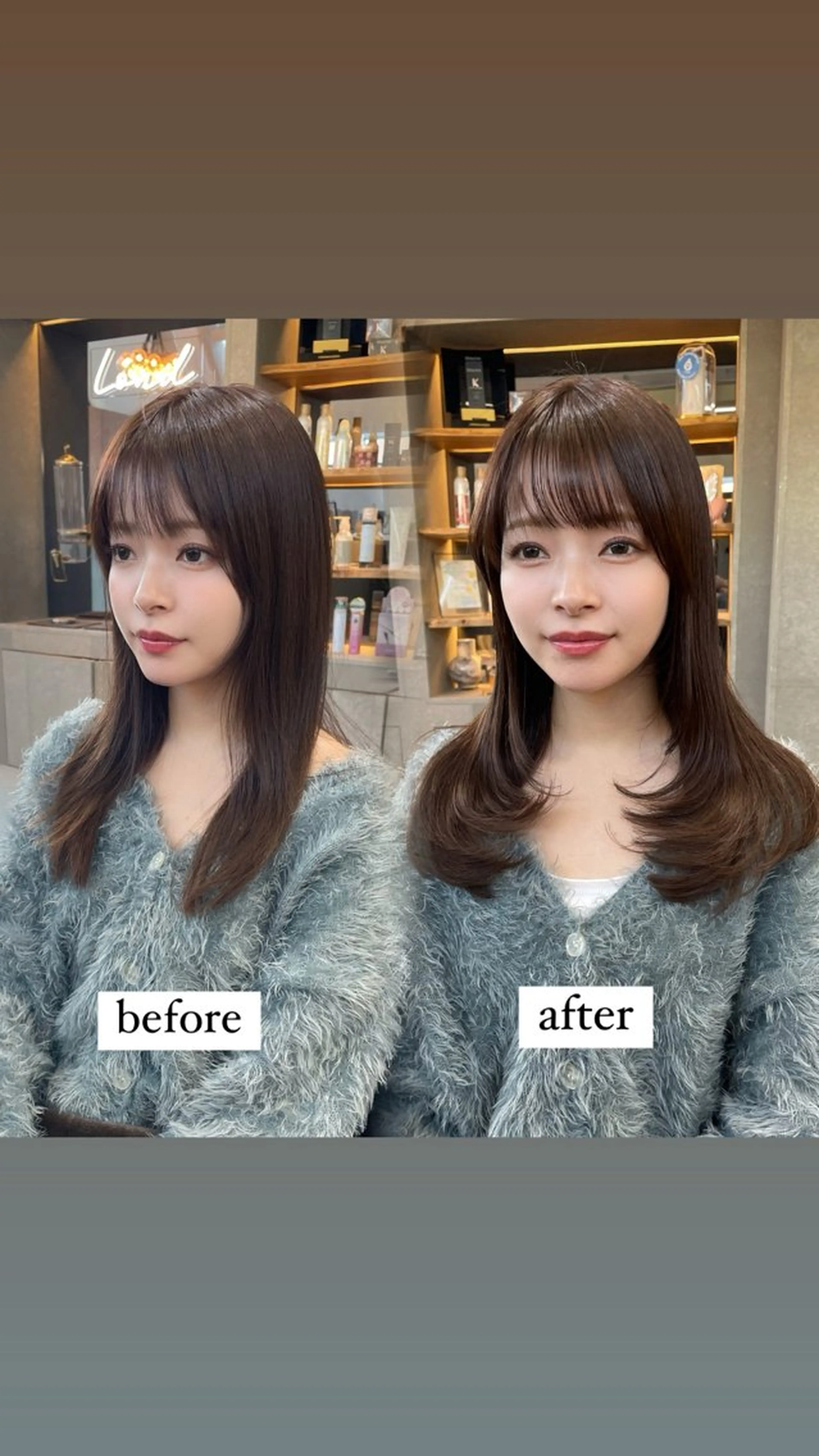 セミロング 髪質改善/縮毛矯正/ レイヤーカットななこのヘアスタイル