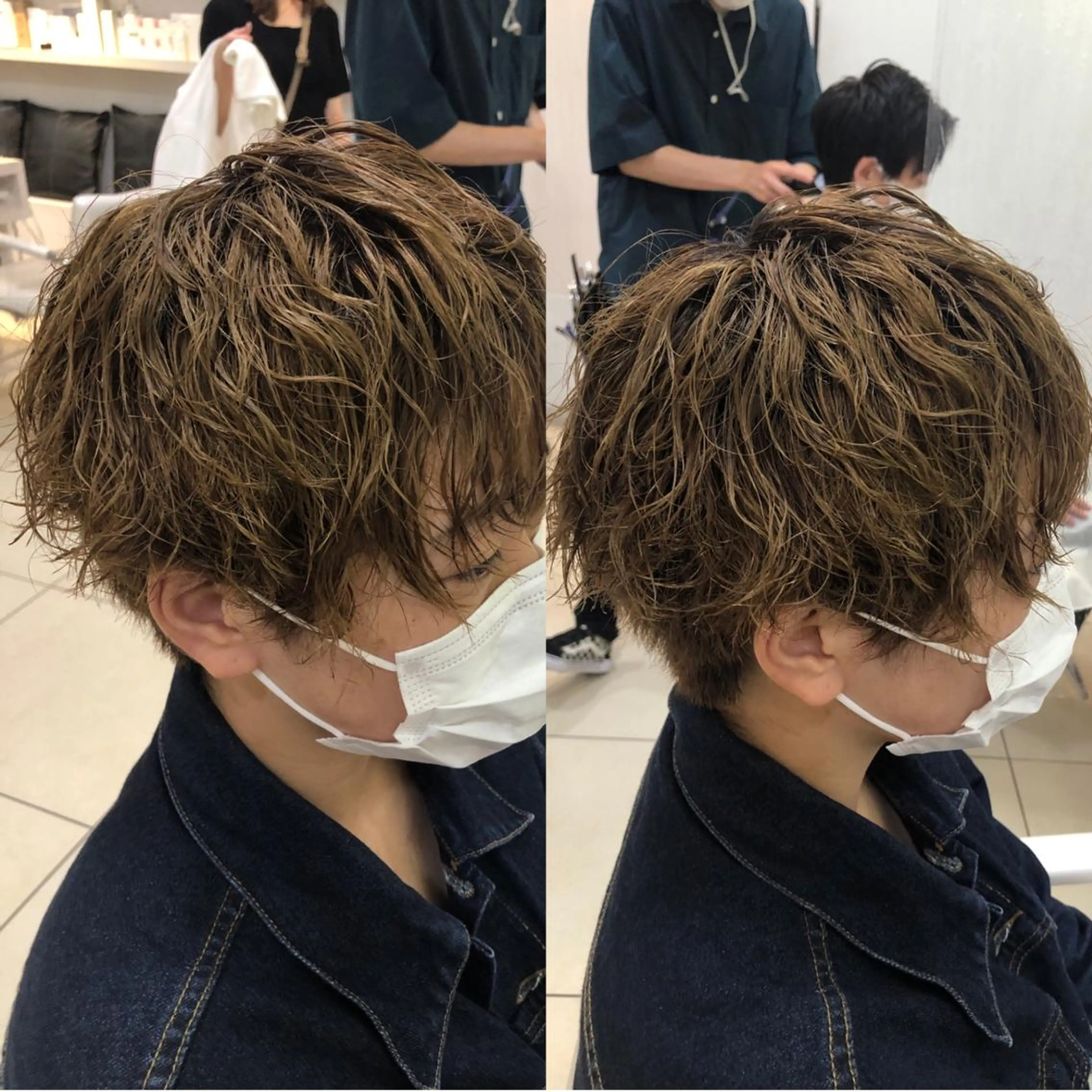 ミディアム パーマ ミディアムパーマ スパイラルパーマ 韓国メンズヘア/ 毛流れヘア　須田龍世のヘアスタイル