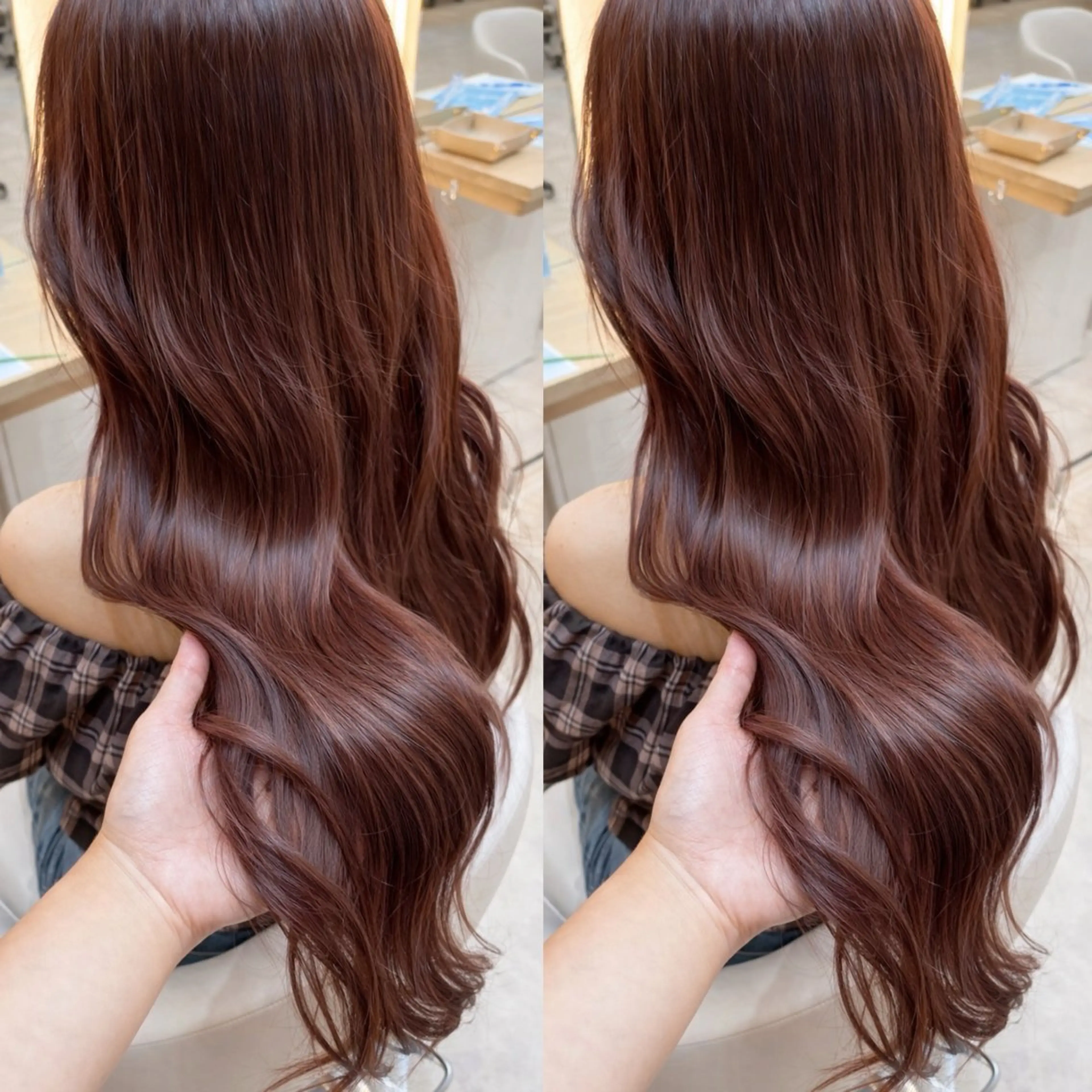 ロング カラー ヘアカラー トリートメント ハイトーン🎀 暖色系カラー🎀愛美のヘアスタイル