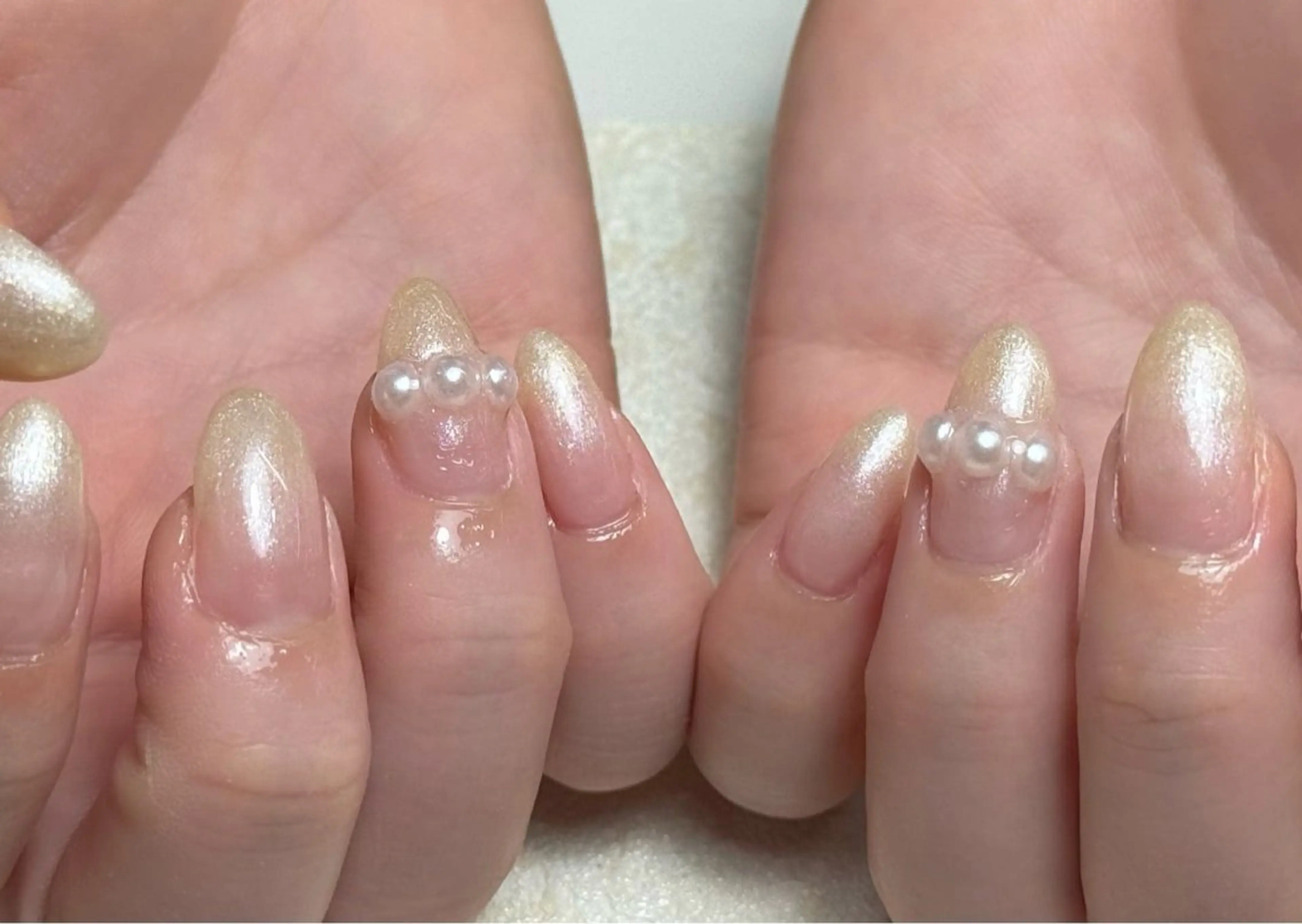 ネイル チークネイル 長さ出し フレンチネイル グラデーション キラキラネイル 中野駅から2分 MEO NAILのネイルデザイン