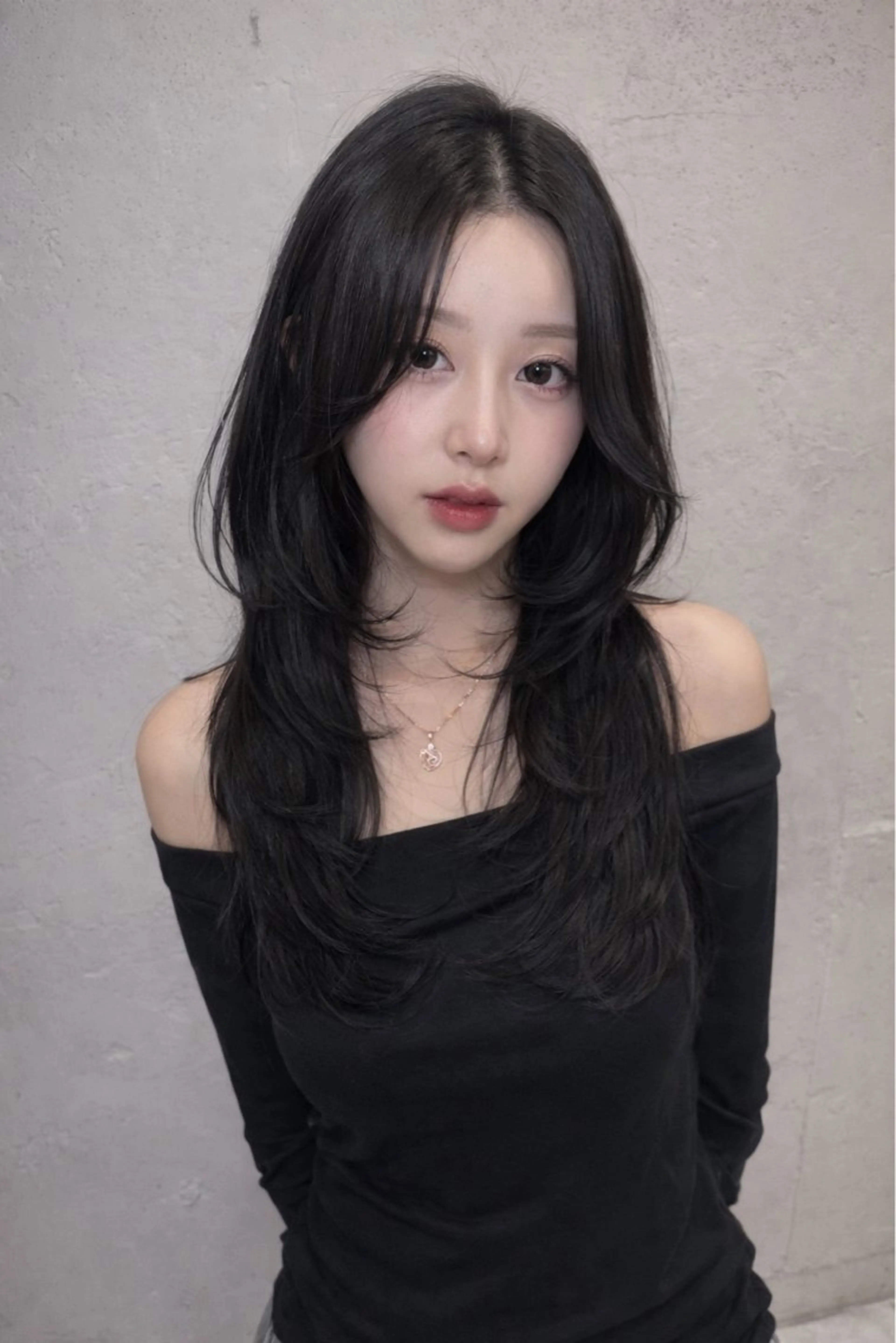 ロング カラー ヘアアレンジ カット ヘアカラー トリートメント ヘッドスパ ヘアセット 韓国レイヤーカット /韓国トレンドカラーのヘアスタイル