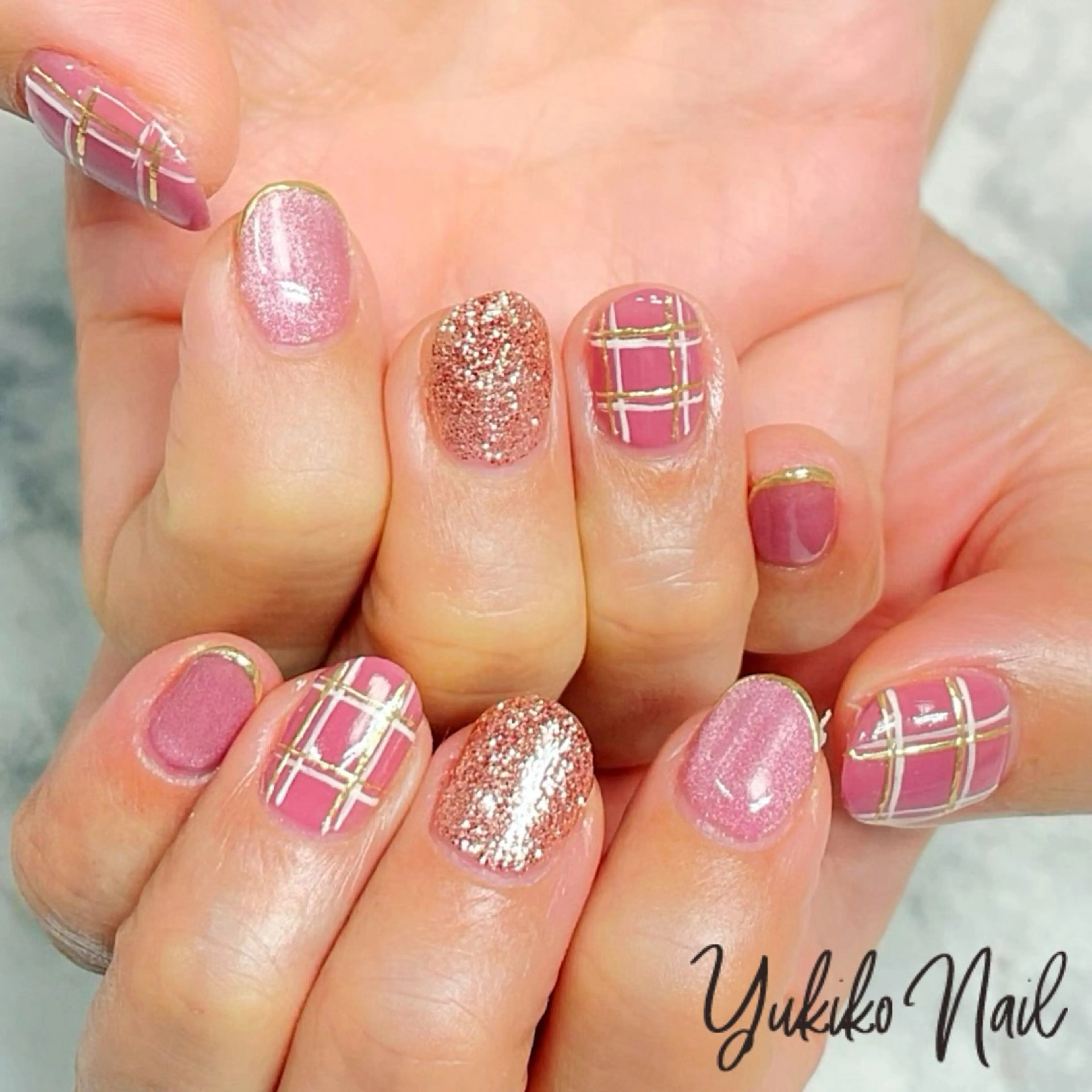 ネイル アートネイル フレンチネイル マグネットネイル ミラーネイル ピンク ハンドネイル ユキコ ネイルのネイルデザイン